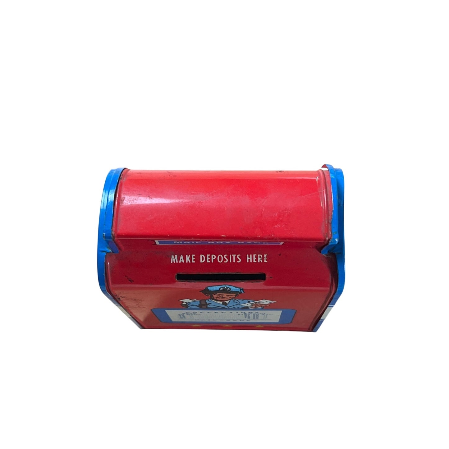 Vintage Toy 5 3/4" High Ohio Art Tin Metal Mail Box Airmail Speed Letter Bank w