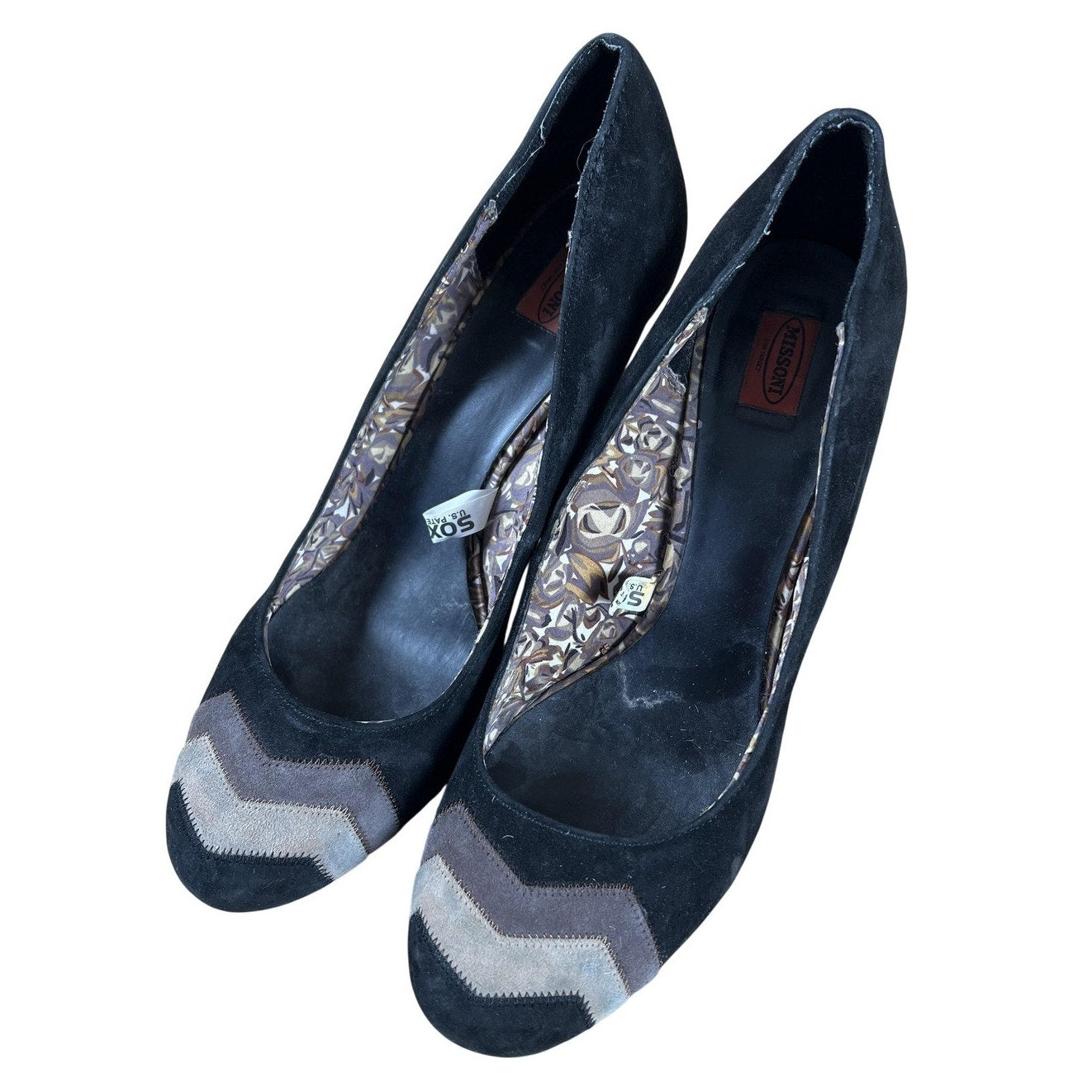 Missoni For Target Shoes Womens Size 5.5 Black Slip-On Suede Chevron Lined