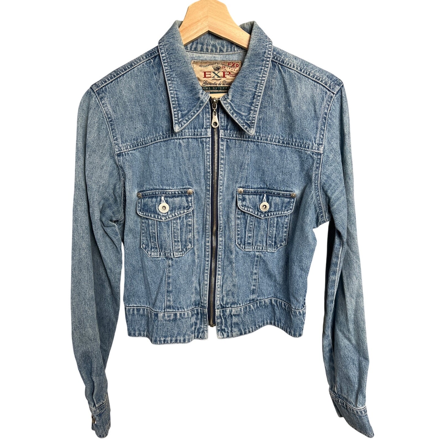 Express Jeans Zip Up Denim Jacket Size Small 100% Cotton