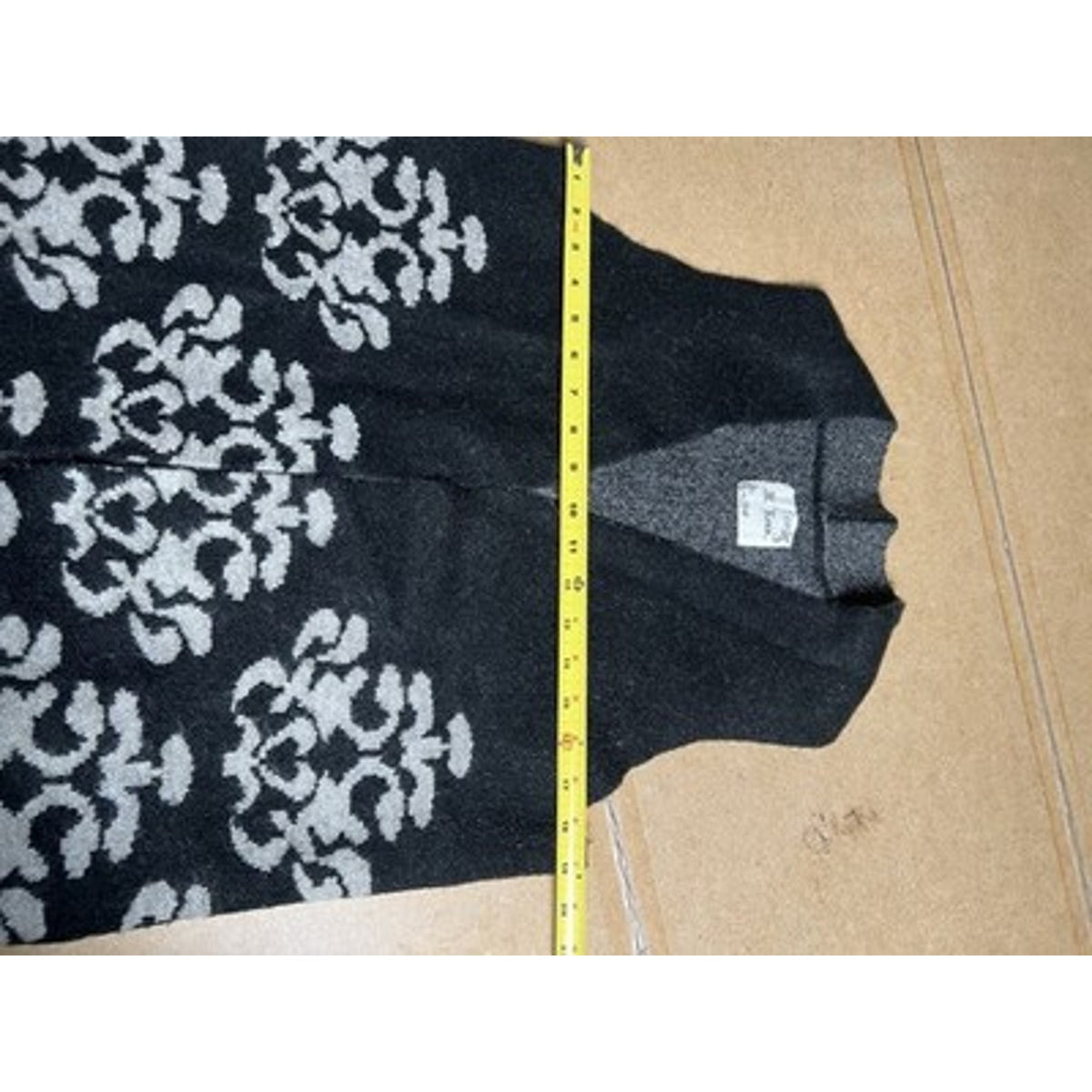 M. Rena Vest Womens S Black Floral Knit Collarless Sleeveless V-Neck Tight-Knit