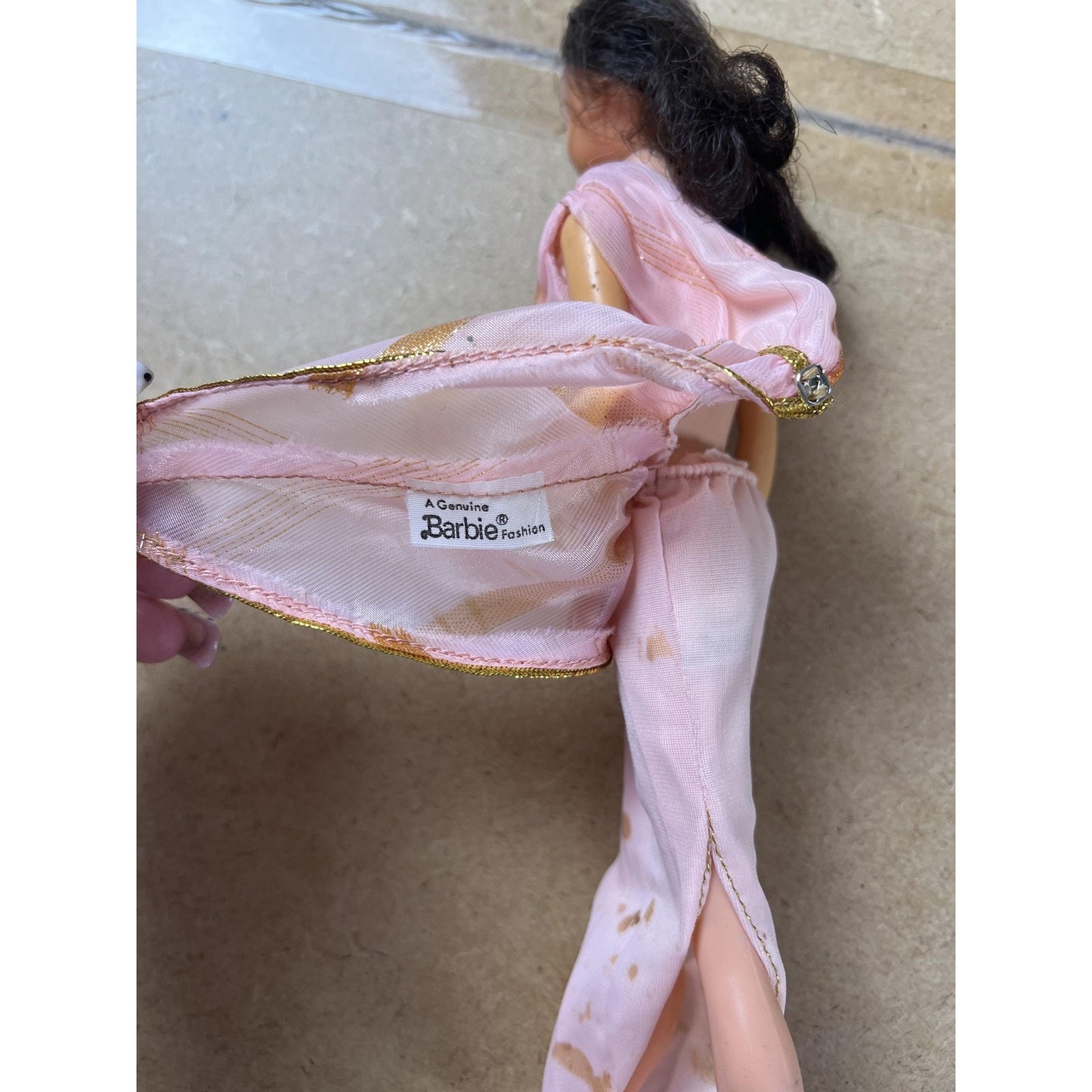 Vintage 1966 Barbie Pink Dress Brown Hair Barbie Fashion Made IKorea