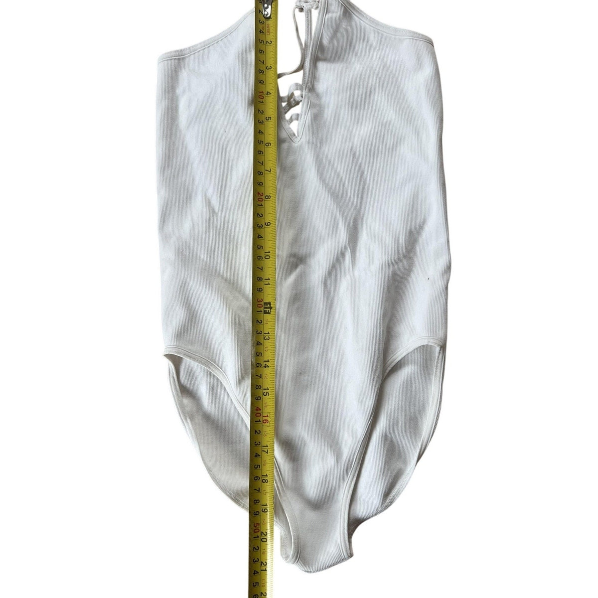 FP Movement Tank Camisole Womens S/M White Ribbed V-Neck Strappy Slim Stretch