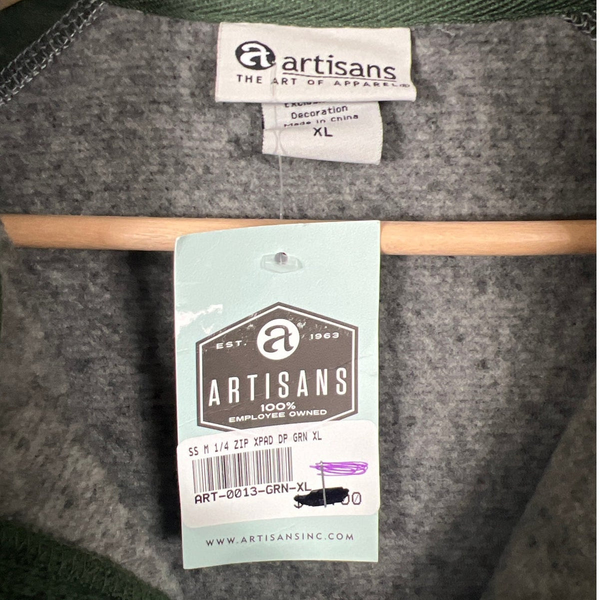 Duluth Pack Artisans NWT Quarter Zip Pullover Gray Green Sweater XL