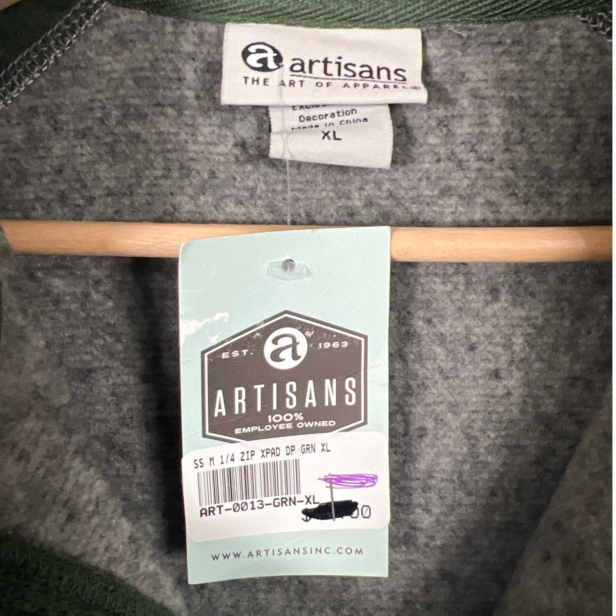 Duluth Pack Artisans NWT Quarter Zip Pullover Gray Green Sweater XL