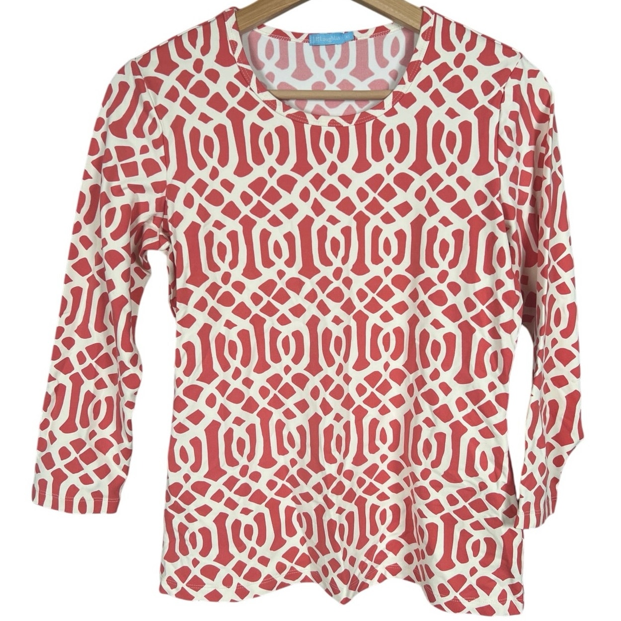 J McLaughlin Nylon Women Pink Geometric Dunham Ruffle Top XS