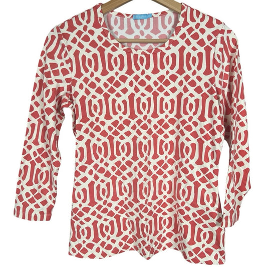 J McLaughlin Nylon Women Pink Geometric Dunham Ruffle Top XS