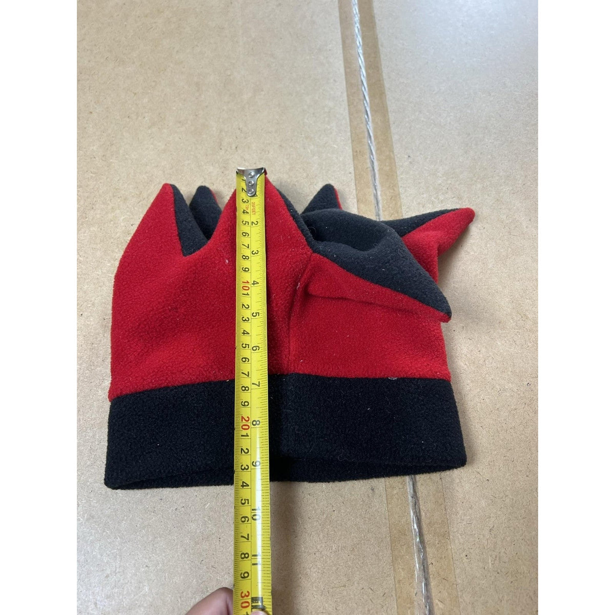 Mad Hatter Beanie Hat Mens One Size Red Black Polartec Fleece Jester Winter