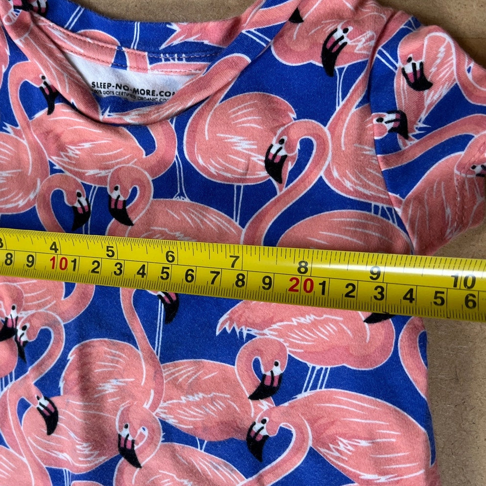 Sleep-No-More.com 100% Cotton Girl Dress Flamingo AOP Size 12-18M