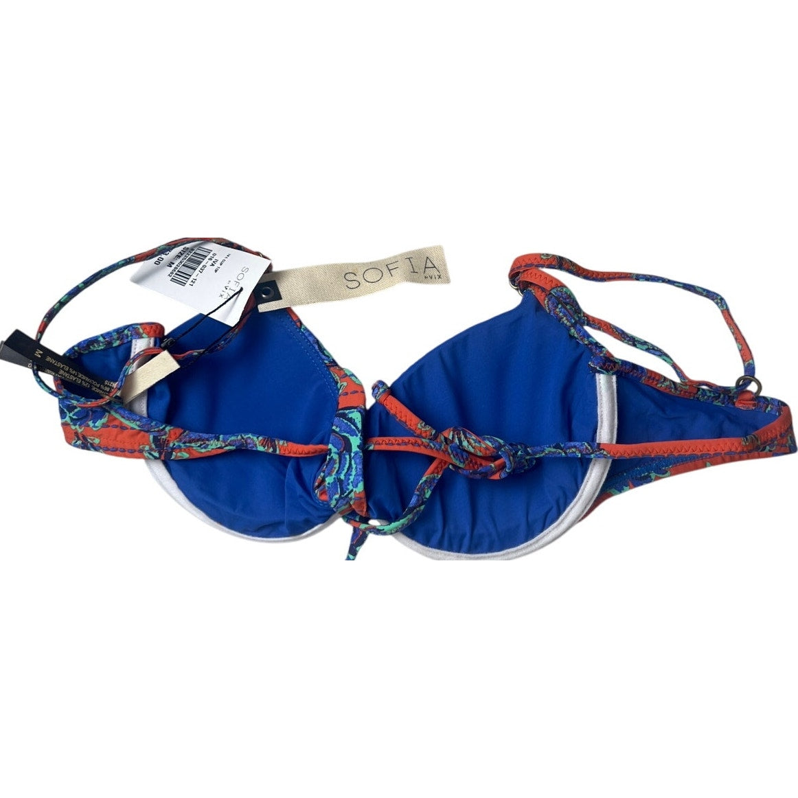 NWT $73 Sofia by Vix Iva Bia Triangle Bikini Top Floral Blue Red Medium M