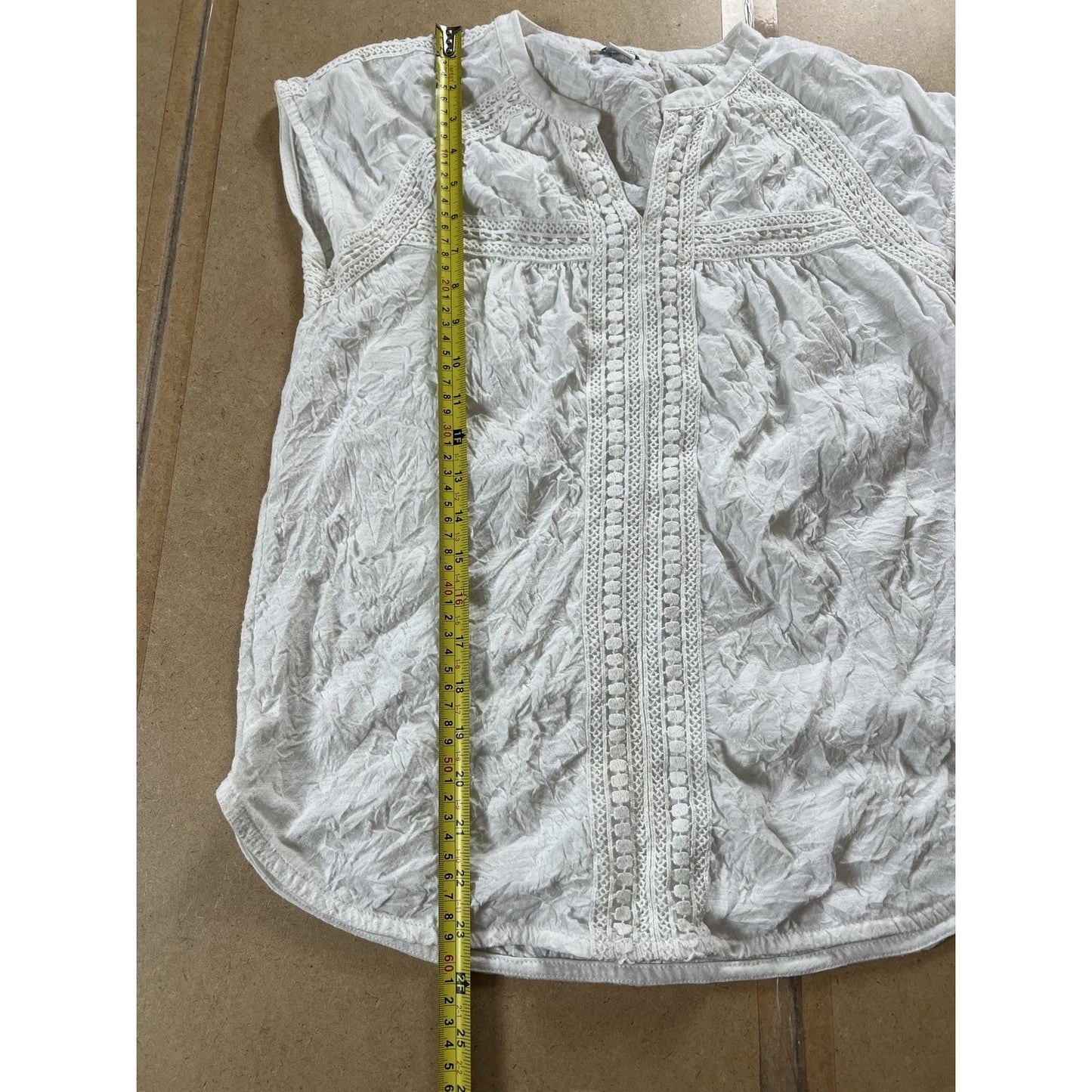 Sundance Tunic Womens XS White Crochet Cap Sleeve Round Neck Lightweight Boho