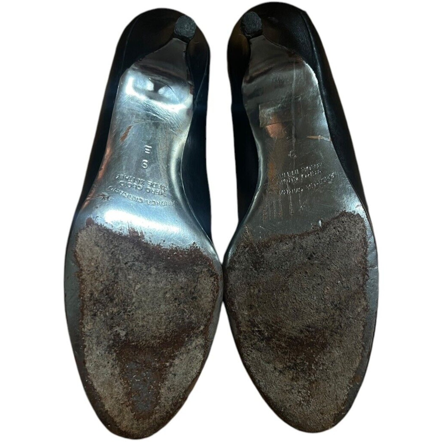 Andrea Carrano Italy 9 Black Mirror Bottom 3" Heels