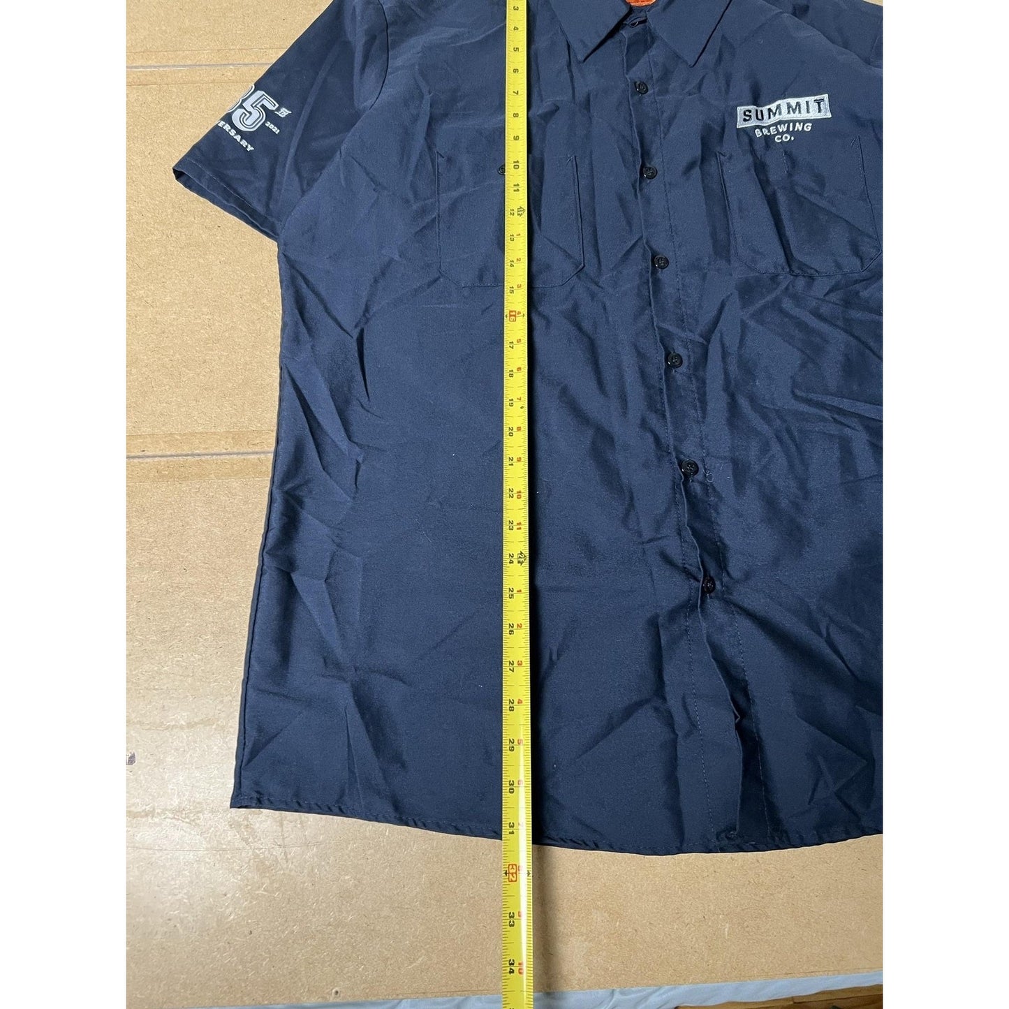 Summit Brewing Co. Shirt Mens XL Blue Short Sleeve Button Up Embroidered