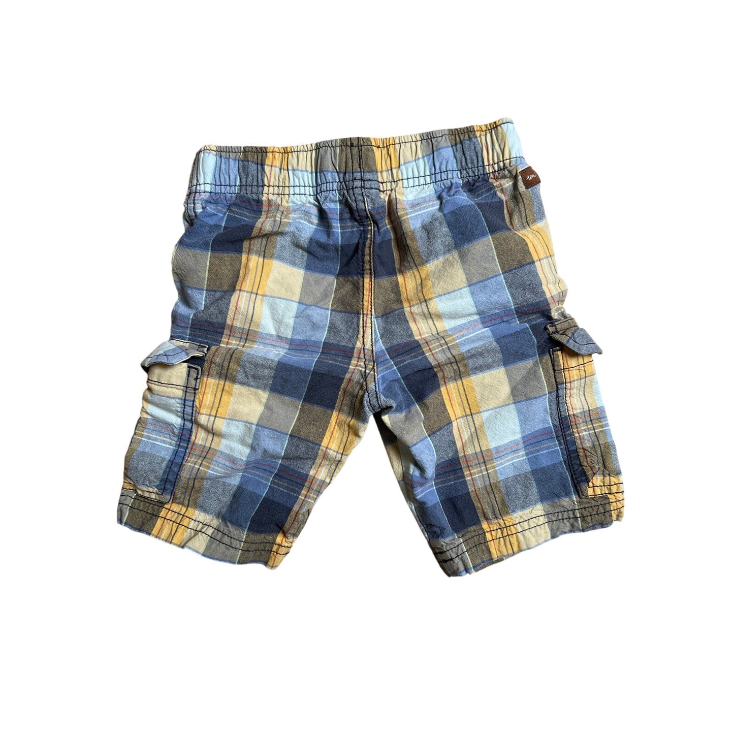 Tea Collection Plaid Boy Size 5 Blue/Yellow Shorts