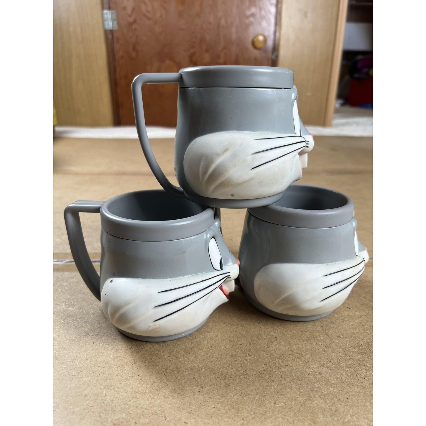 Vintage McDonalds Gray Bugs Bunny Mug Lot Of 3 Warner Bros 1992 Made In China
