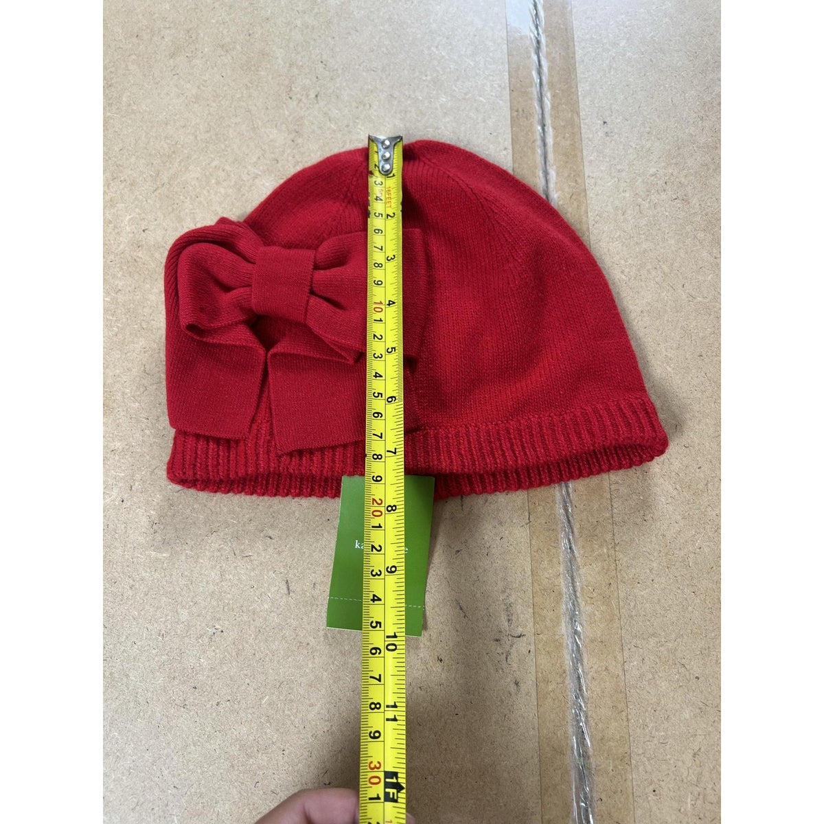Kate Spade New York Beanie Womens One Size Red Acrylic Knit Dorothy Bow