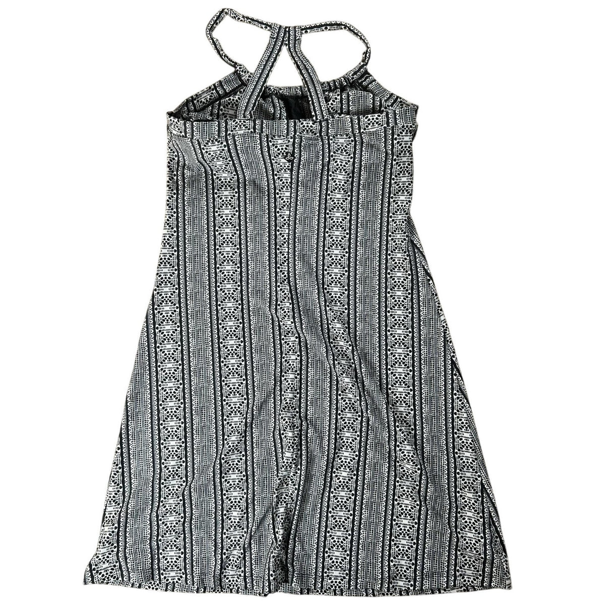 PrAna Dress Womens S Black Striped Knee Length Sundress Halter Lined Pullover