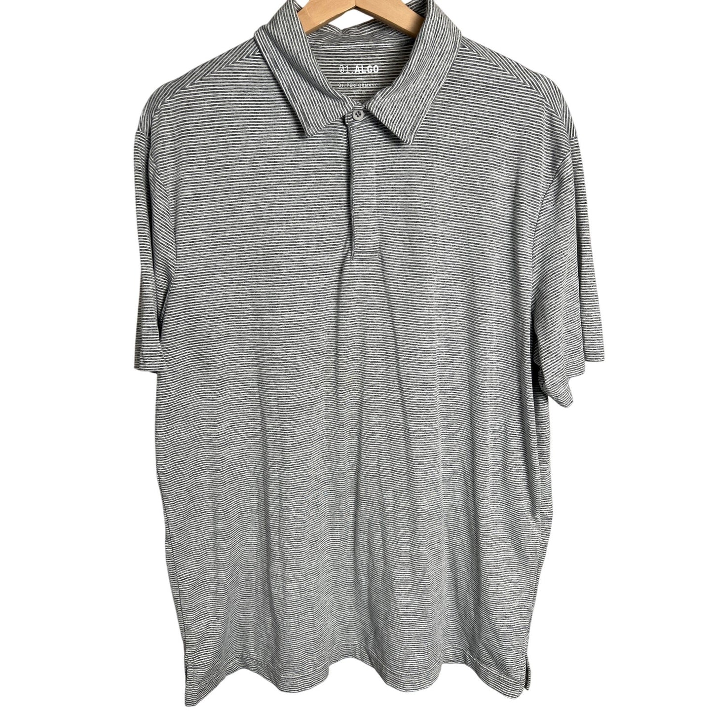 01. Algo Large Polo Striped Shirt Mens Large L Jack Performance Gray