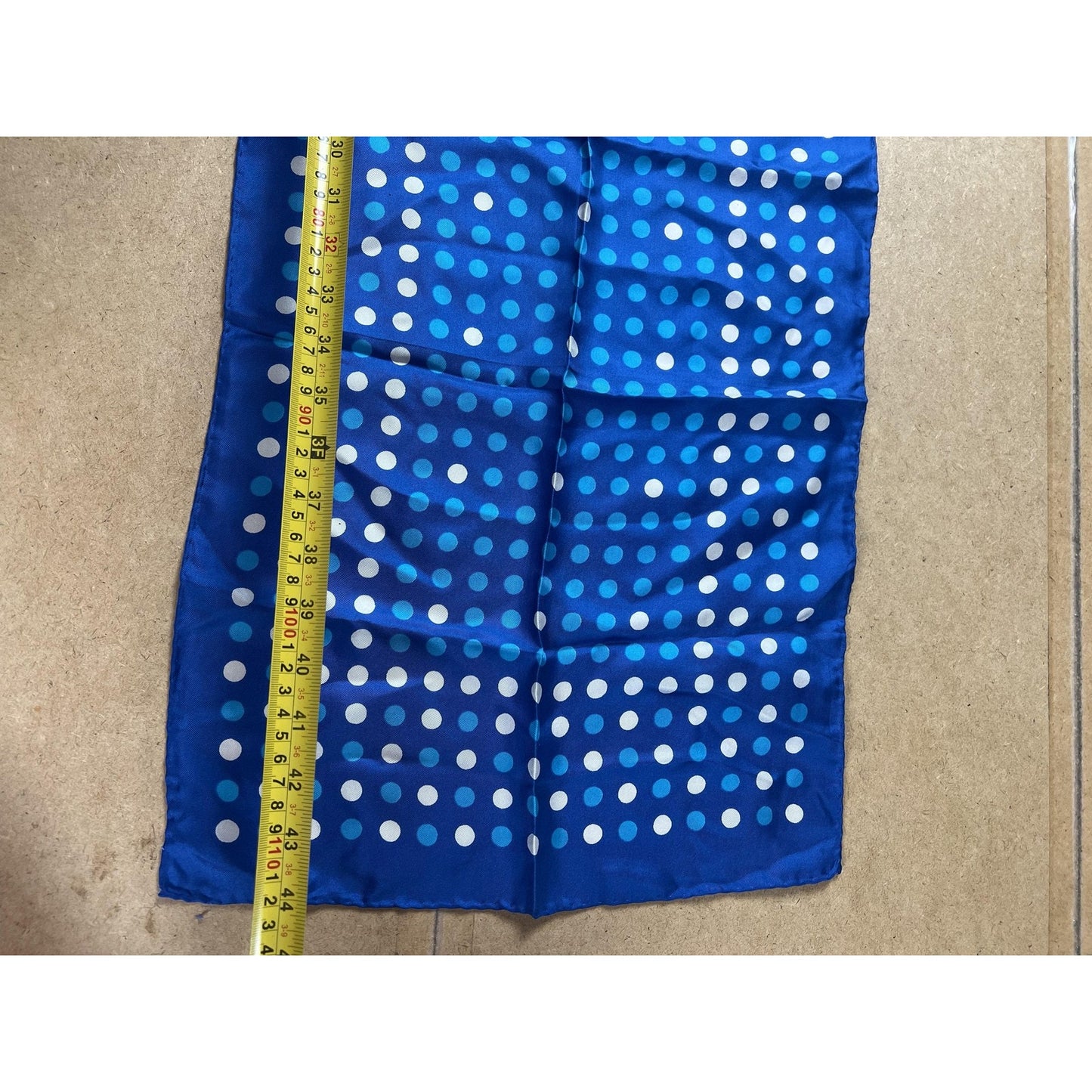 ECHO Kerchief Mens One Size Blue Polka Dot 100% Silk Square Scarf Twill