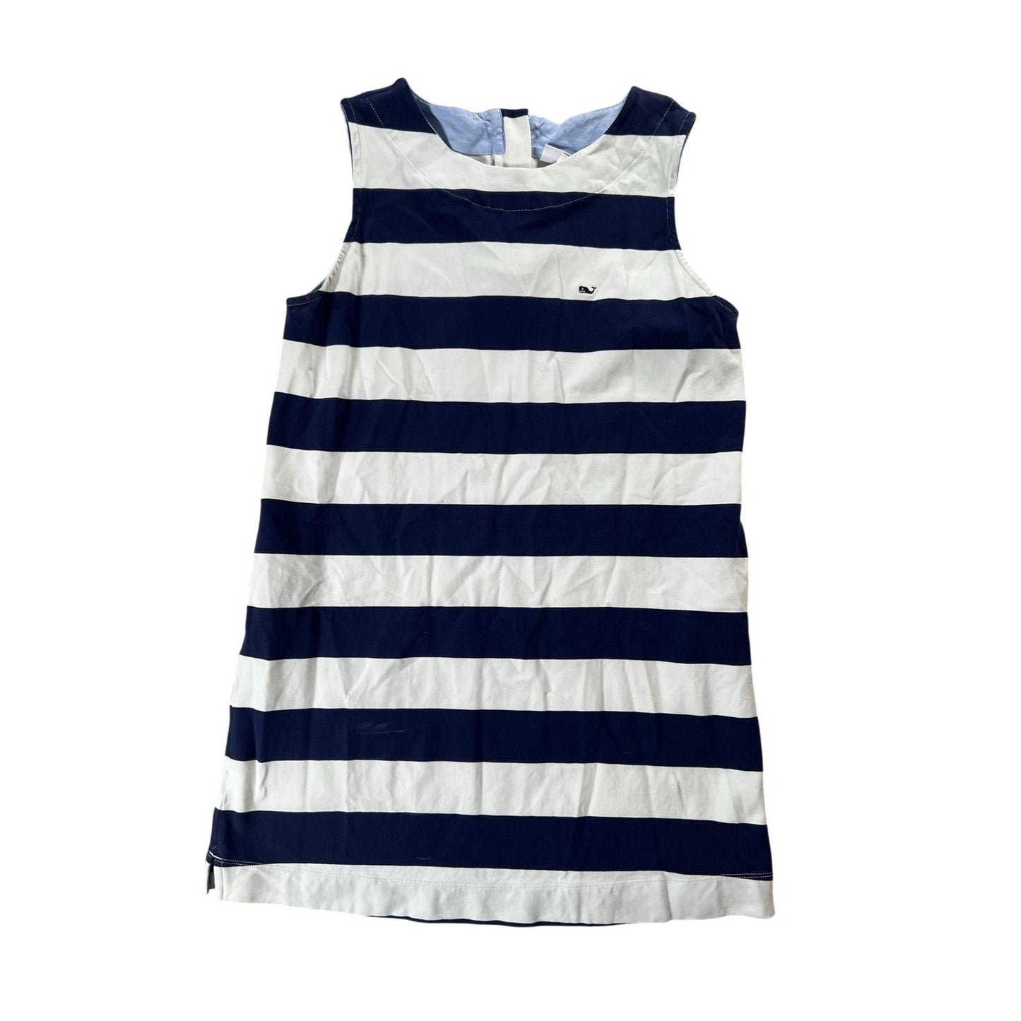 Vineyard Vines Dress Womens L Blue Striped Knee Length Shift Round Neck