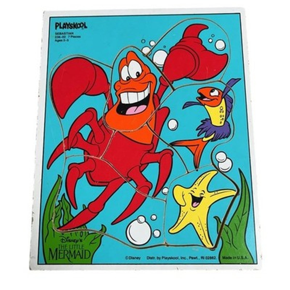 Playskool Sebastian 7 Piece Puzzle Disney The Little Mermaid Blue Made In USA