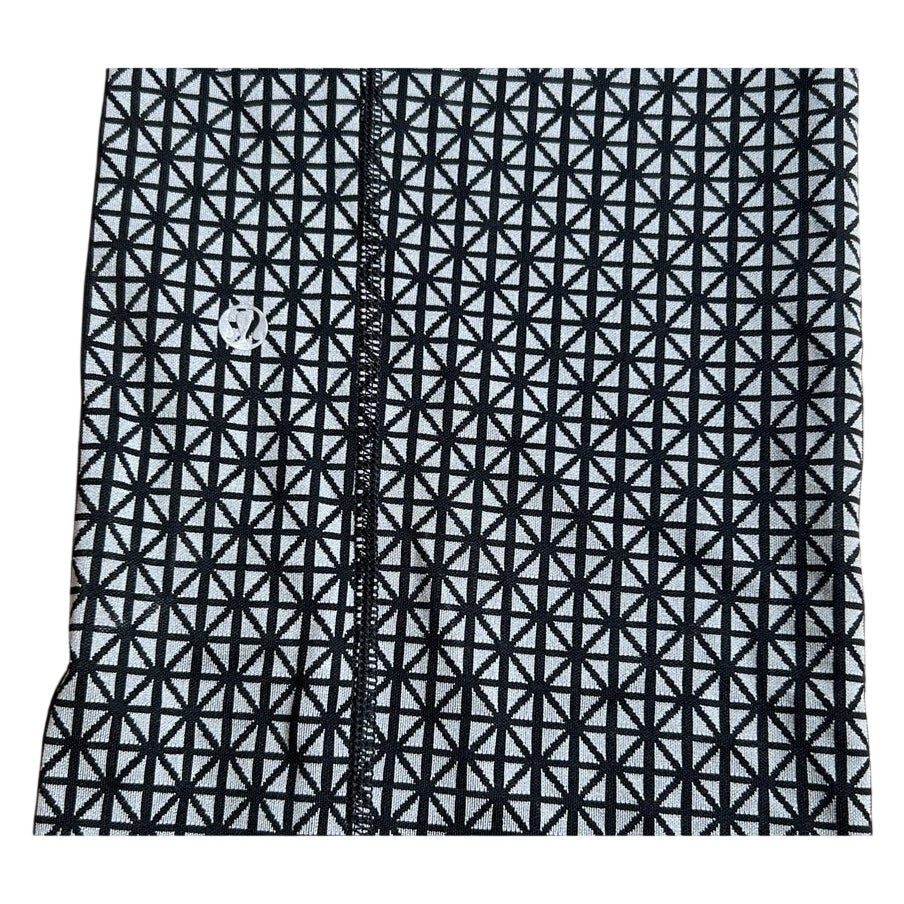 Lululemon Straight Up Pant Tri Geo Silver Spoon Black Luon Stretch Foldover Size 8
