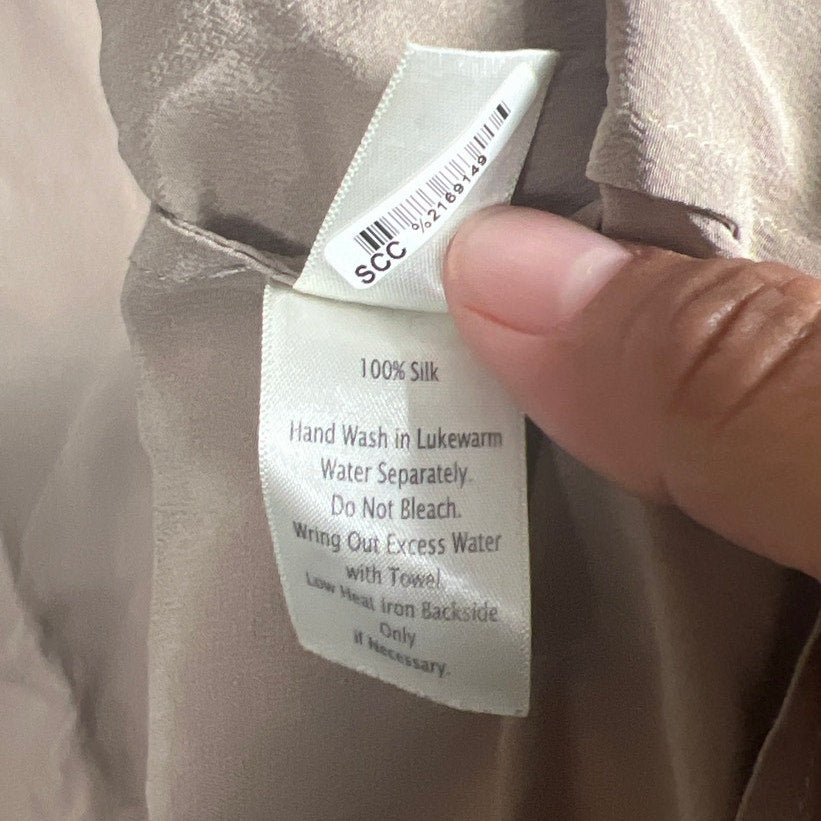 Ecru Women Blouse 100% Silk Top Gray *Dimensions In Picture*