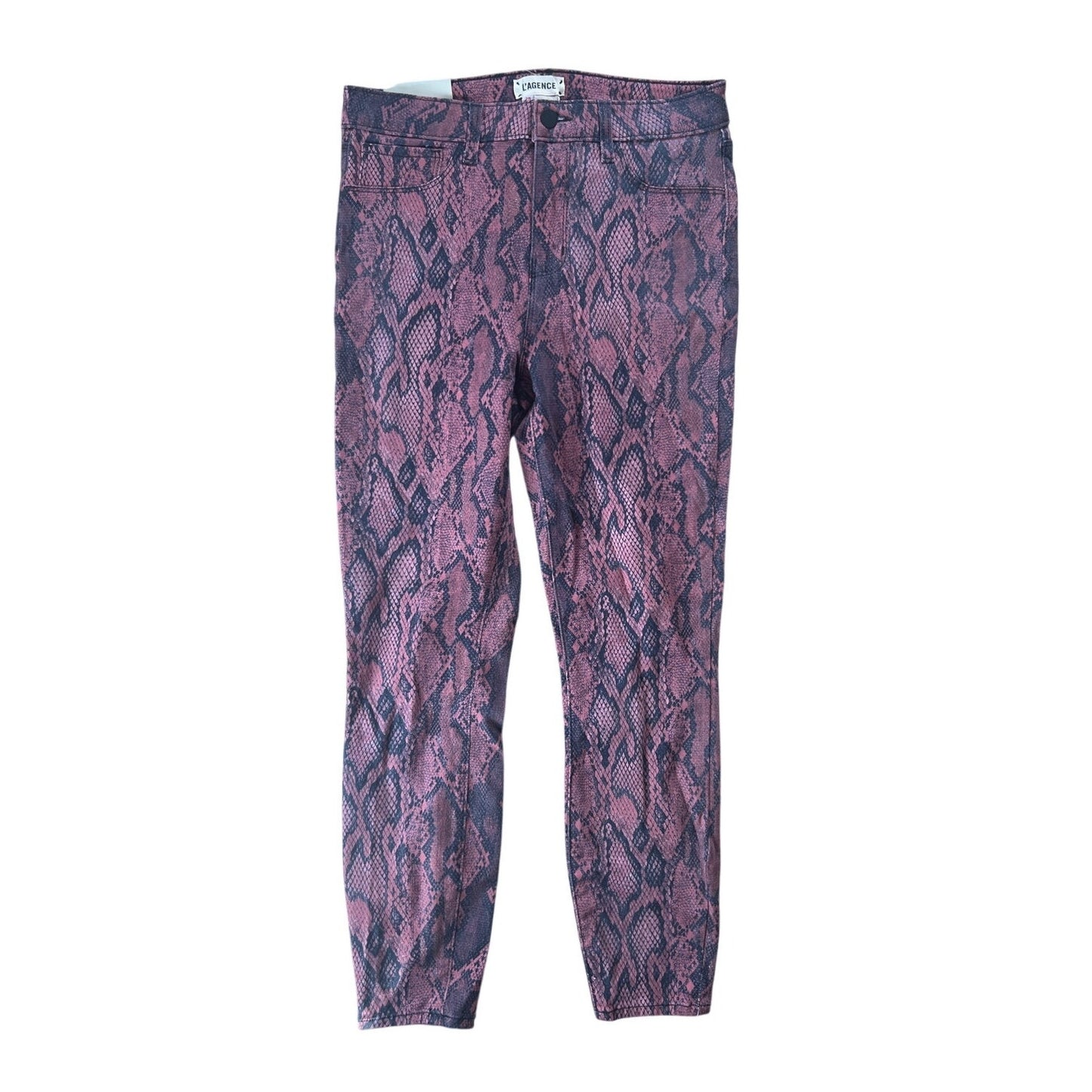 L'agence Margot High-Rise Ankle Skinny Coated Python-Print Jeans 29