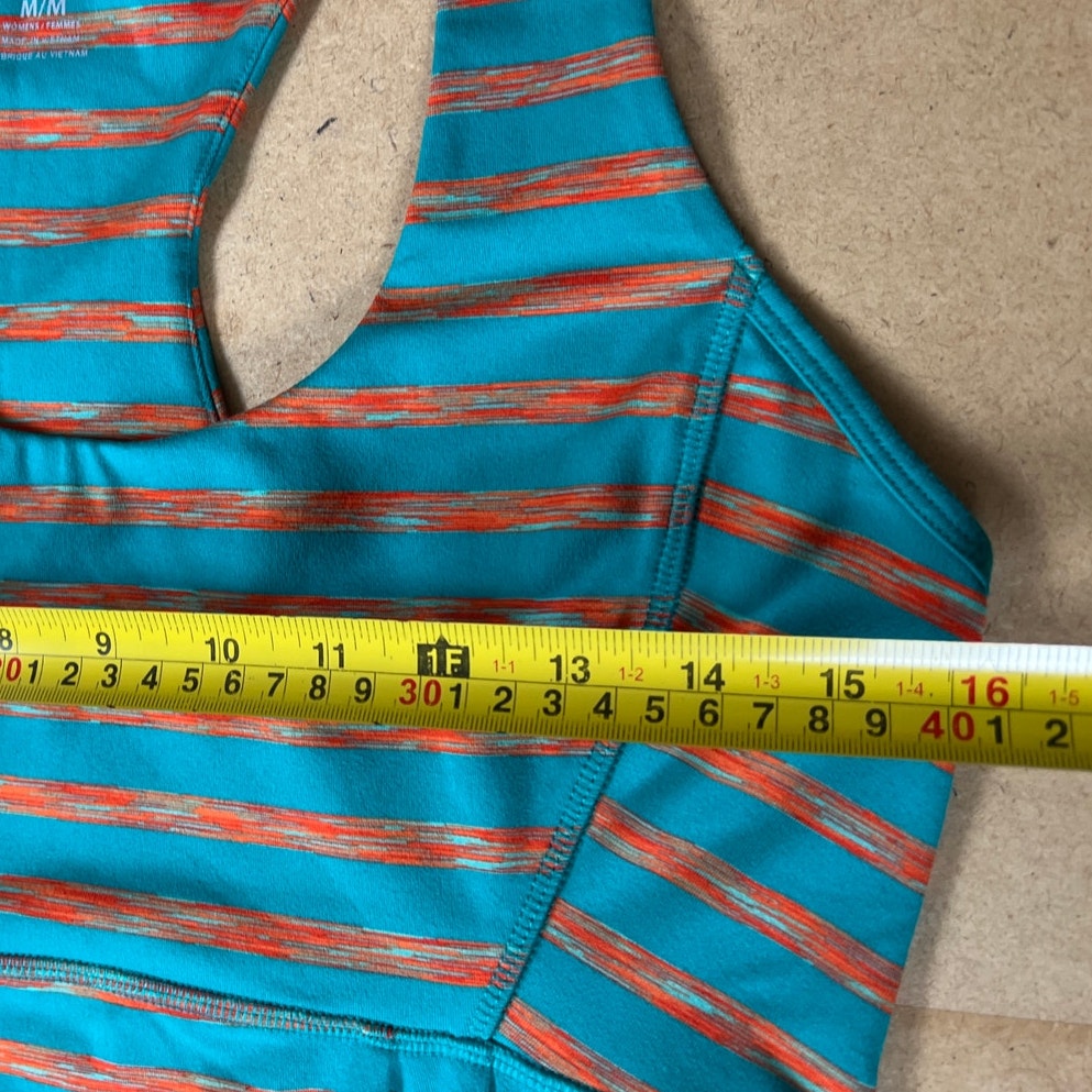 The North Face Teal Red Stripe Mini Dress Racerback Stretch Jersey Knit Medium