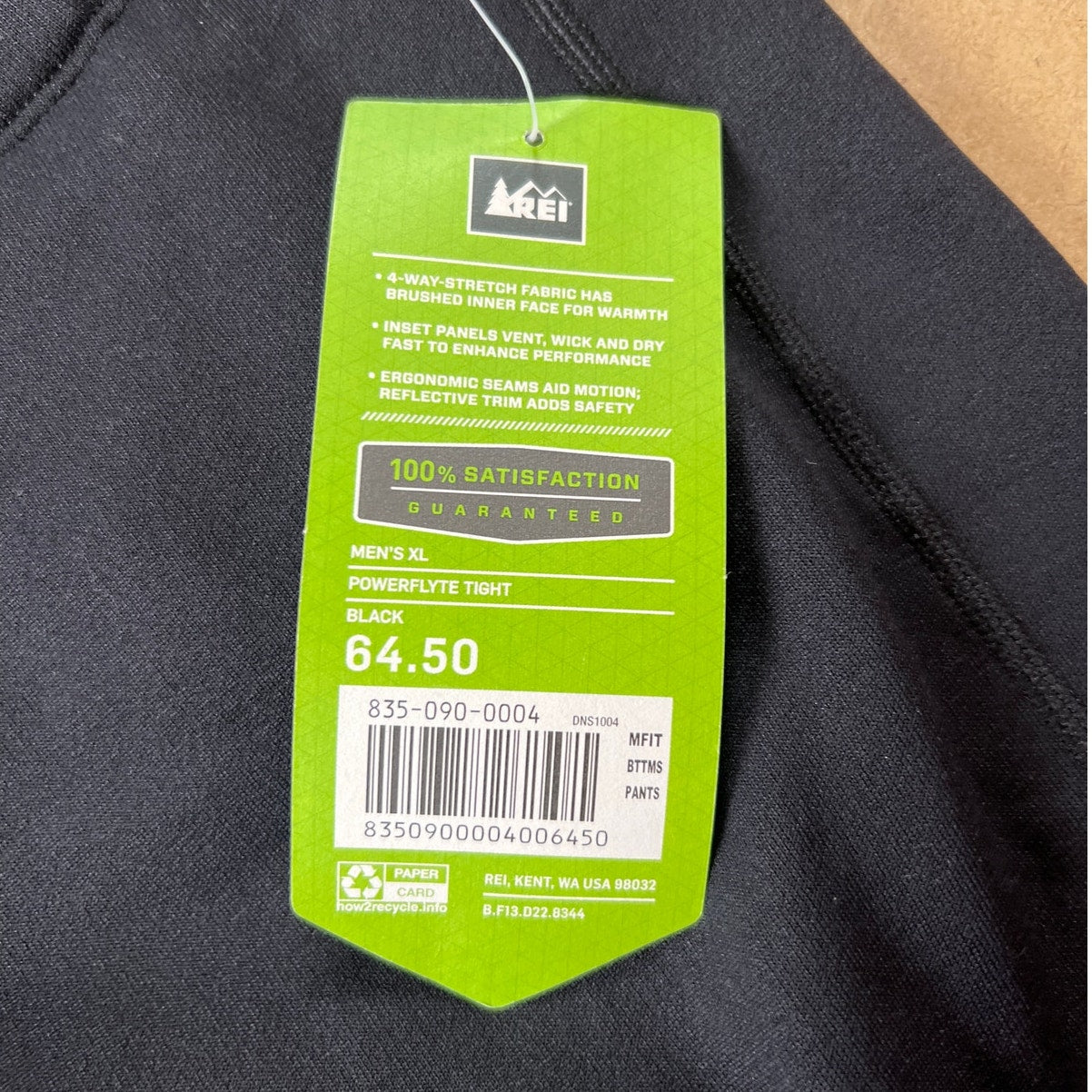 NEW REI Co-op Fleece Pants Flash Hyperstretch Men's XL Black NWT Extra Large