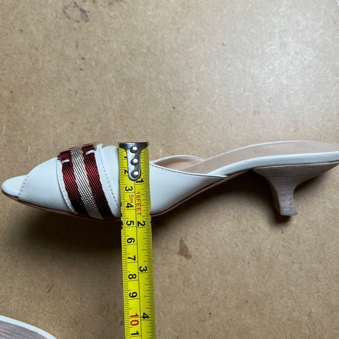 Bally Of Switzerland White Heel Sandals Women Size 7.5