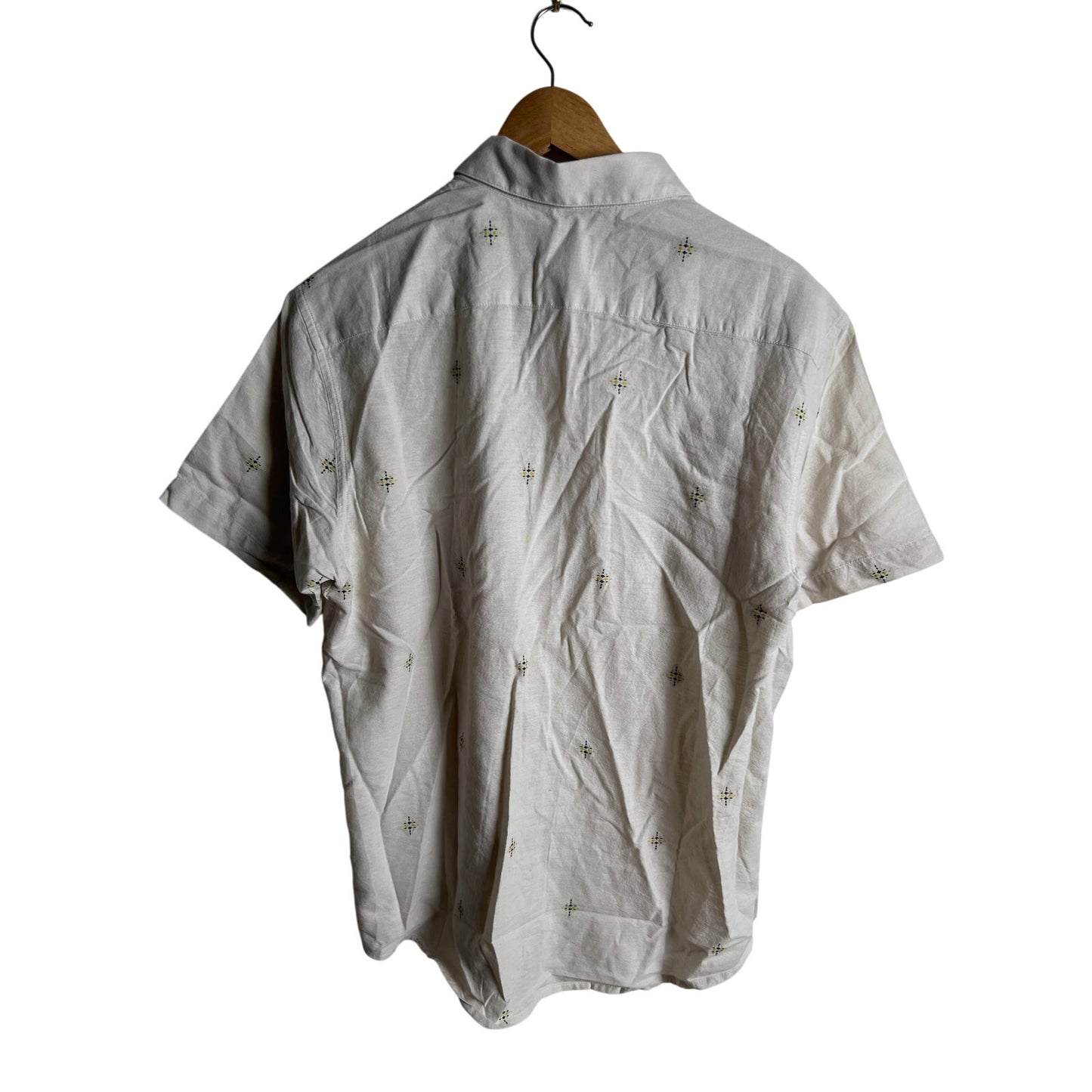 RVCA Mens Size M Oxford Short Sleeve Button Down With Embroidered Print Shirt