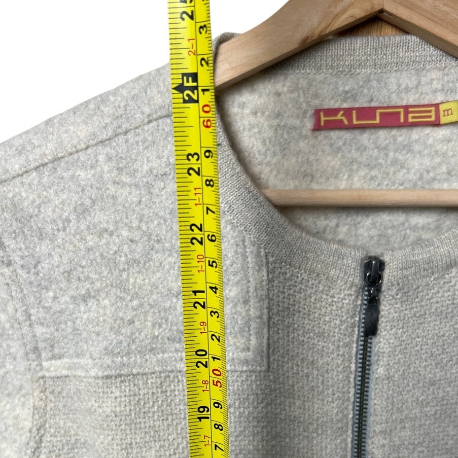 Kuna Medium Zip Up Jacket Gray Alpaca Wool Cardigan Sweater Women's