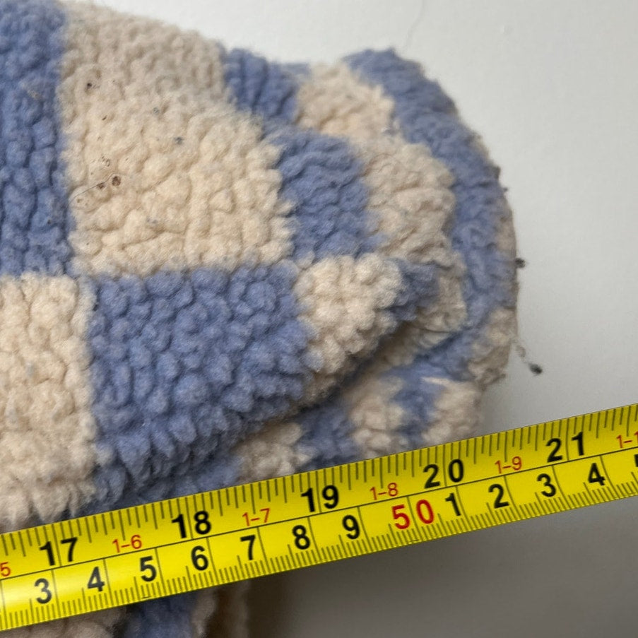 UO Blue and Tan 100% Polyester Sherpa Plush Zip Jacket Size Large