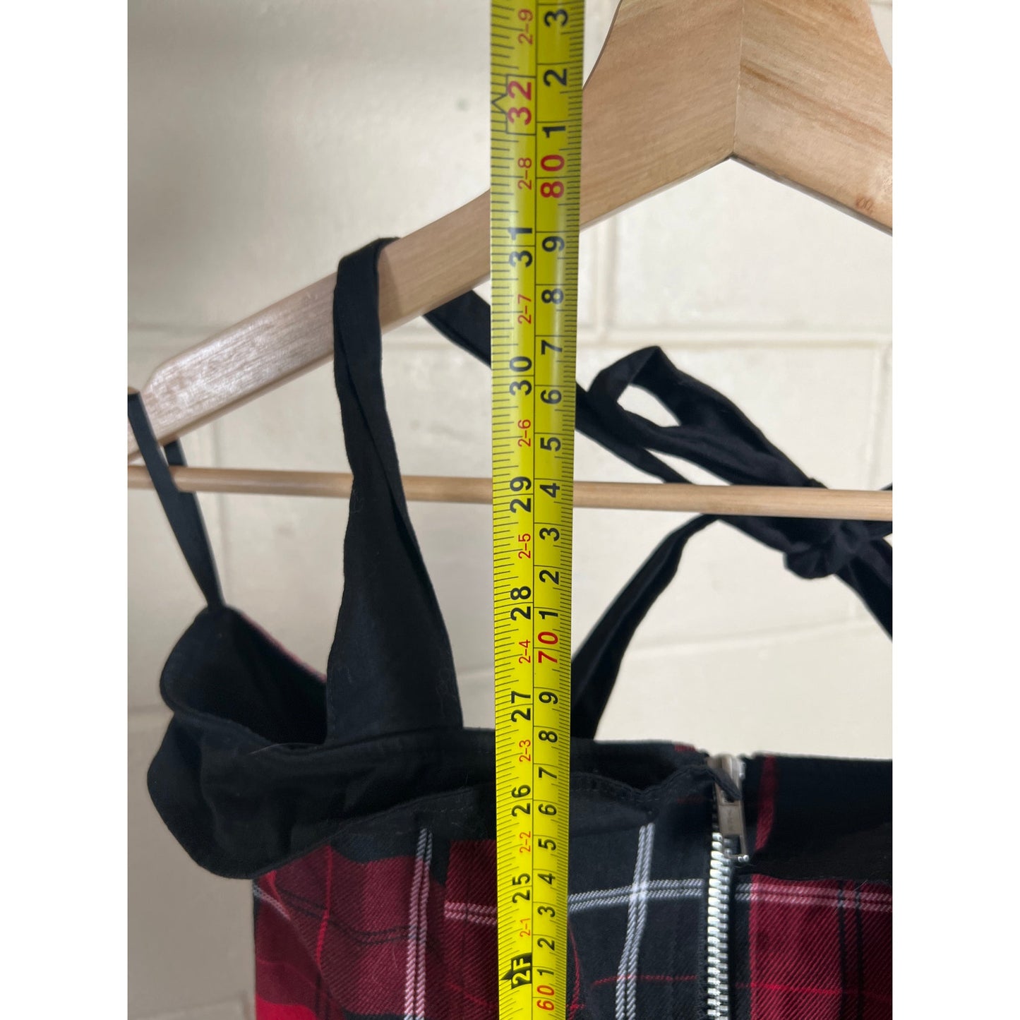 Hell Bunny Small Plaid Red Tartan Grunge Dress Tie Back