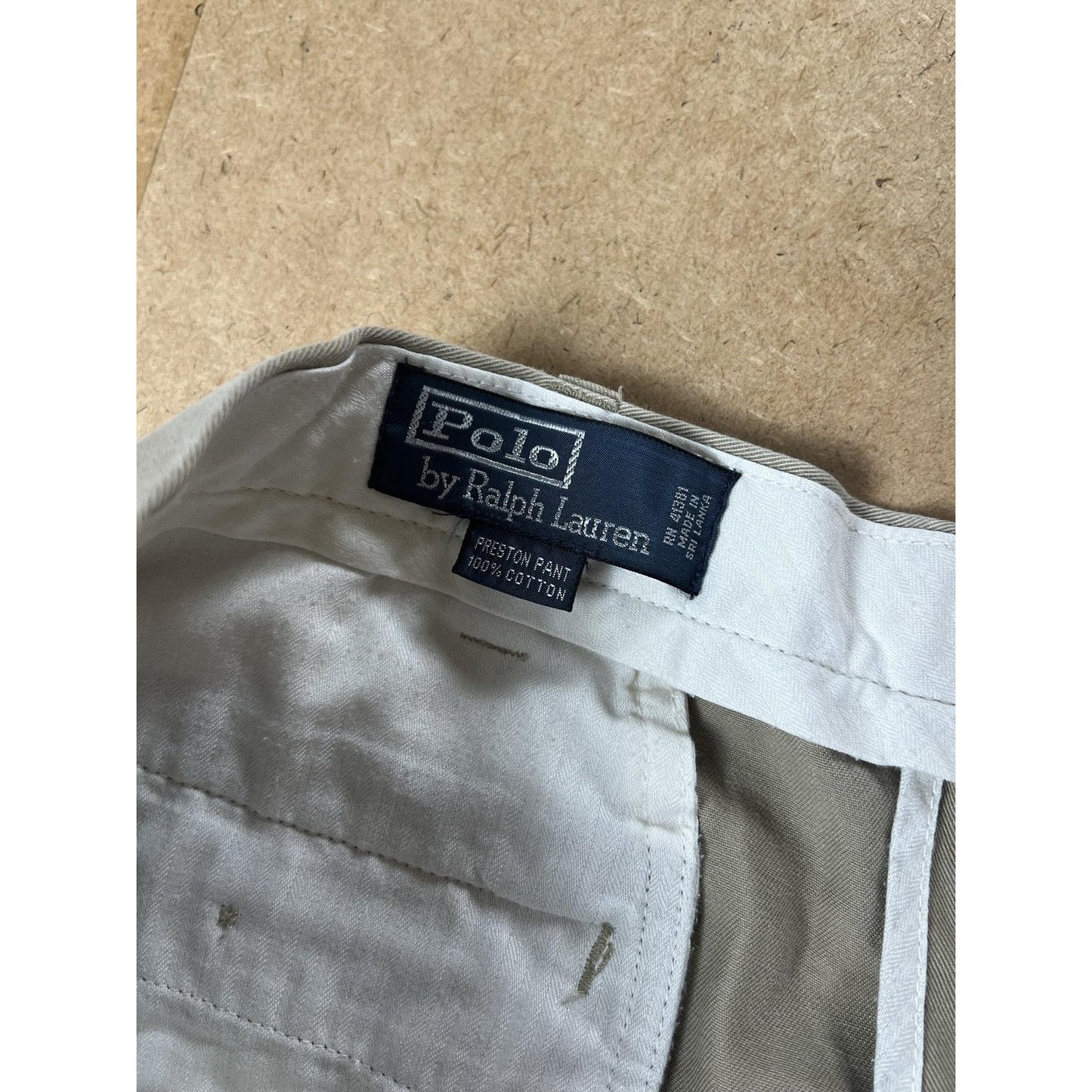 Polo Ralph Lauren Pants Mens 38x32 Beige Chino Classic Straight Cotton Pleated