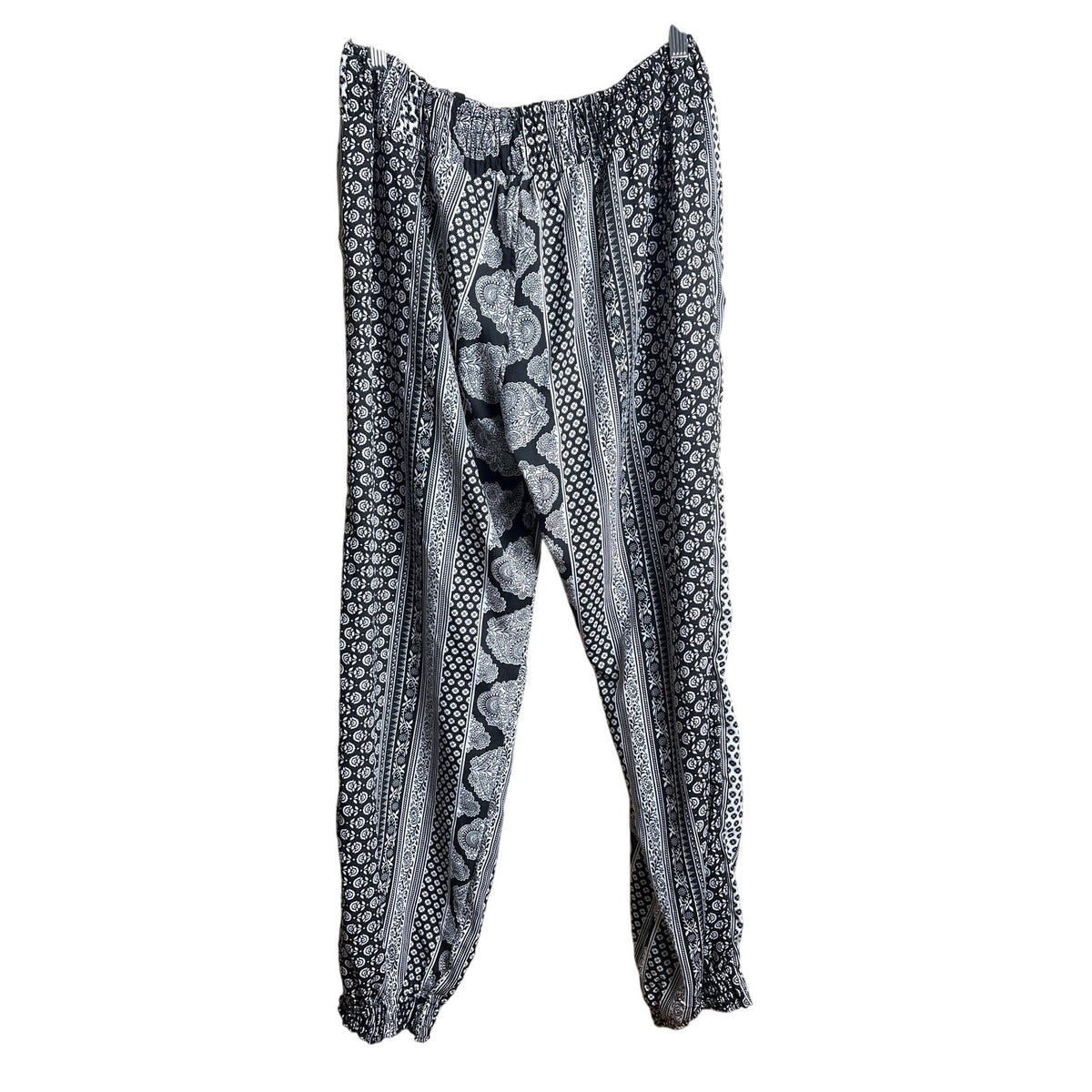 Elan Loose Wide Fit Women's Pants Size Large Black & White