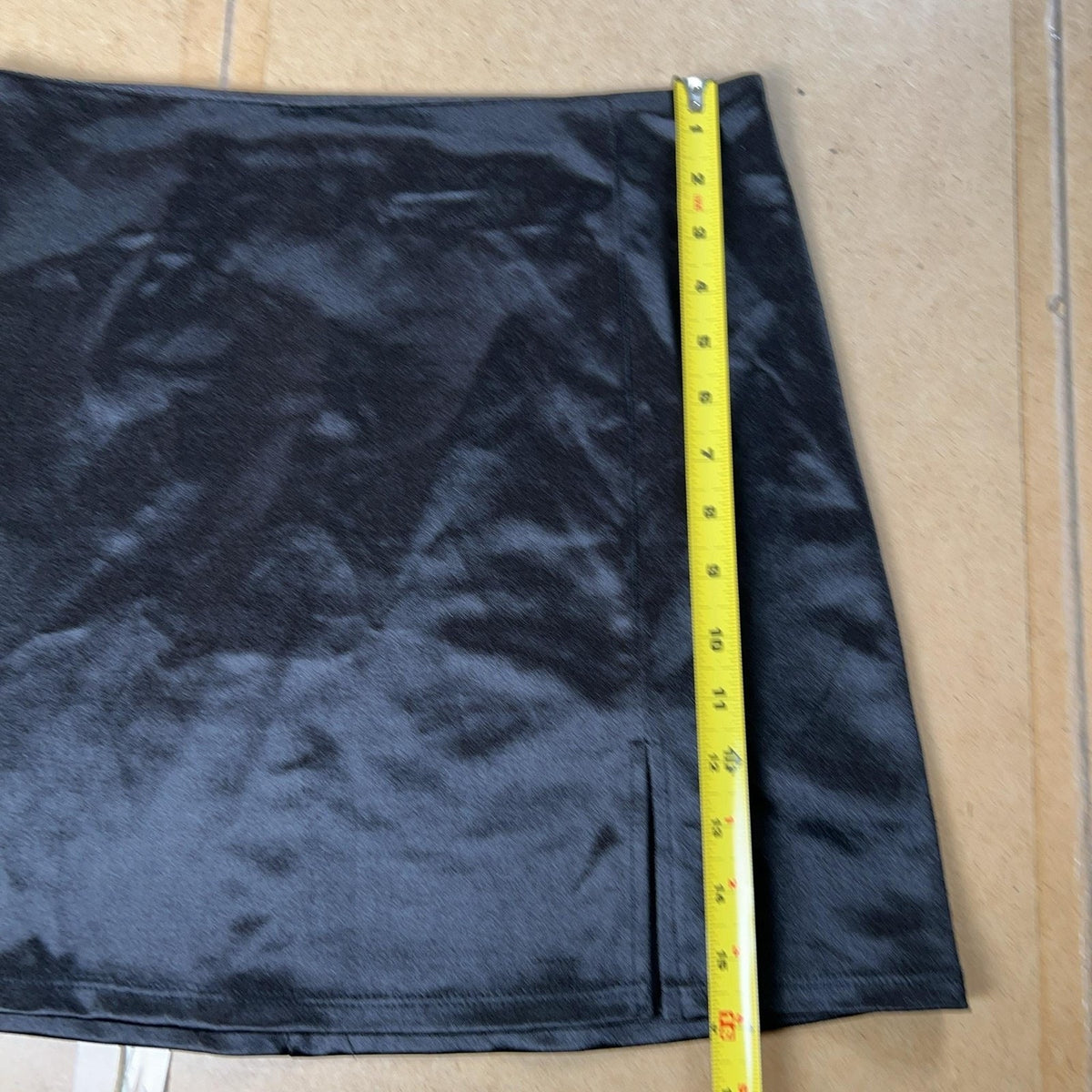 Originality Skirt Womens L Black Velvet Pencil Short Zip Slit Party Casual