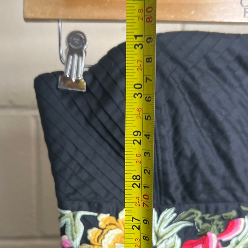 Anthropologie Floreat Size 2 Black Dress Floral Velvet Embroidered