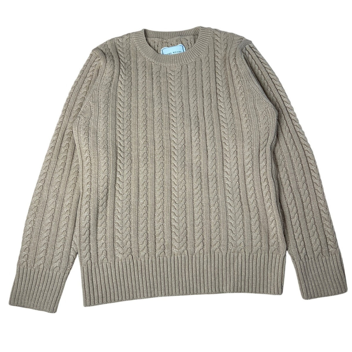 Long Wharf Size Medium Crewneck Sweater Cable Knit Pullover