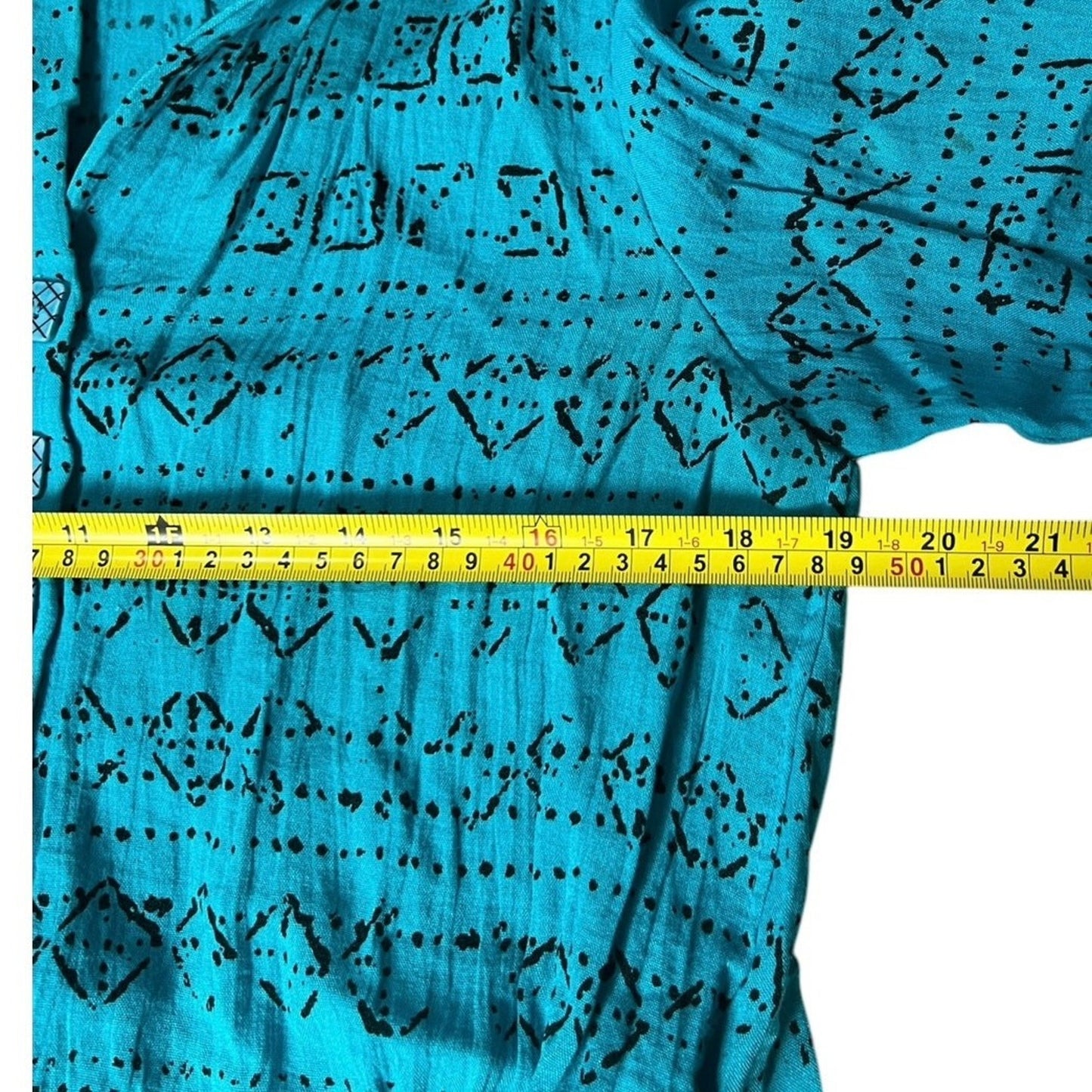 Habitat Clothes To Live In Tribal Blue Button Up Shirt blouse Medium M