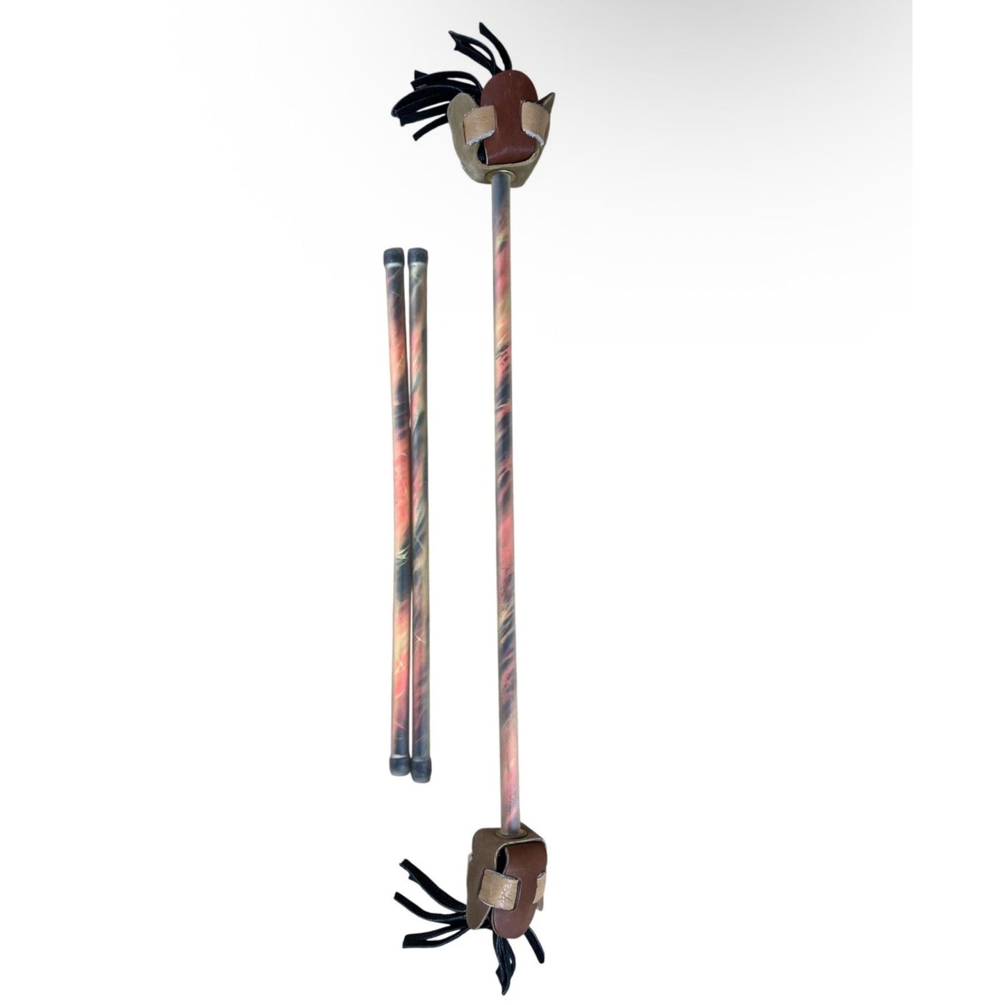 Brown Leather Tassel 3-Piece Collapsible Riding Crop Whip Horse Training Tool