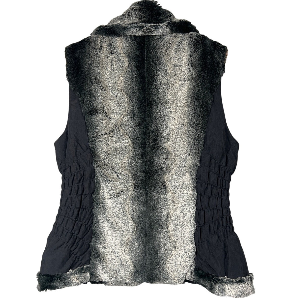 Montanaco Women's Sweater Vest Zipper Front Button Accents Black & White M