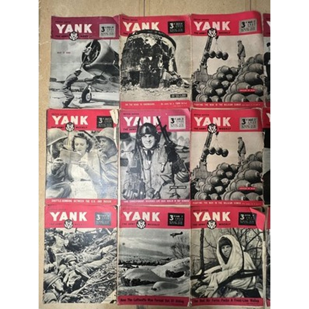 Yank The Army Weekly Red Black White Magazine Lot WWII British Original UK
