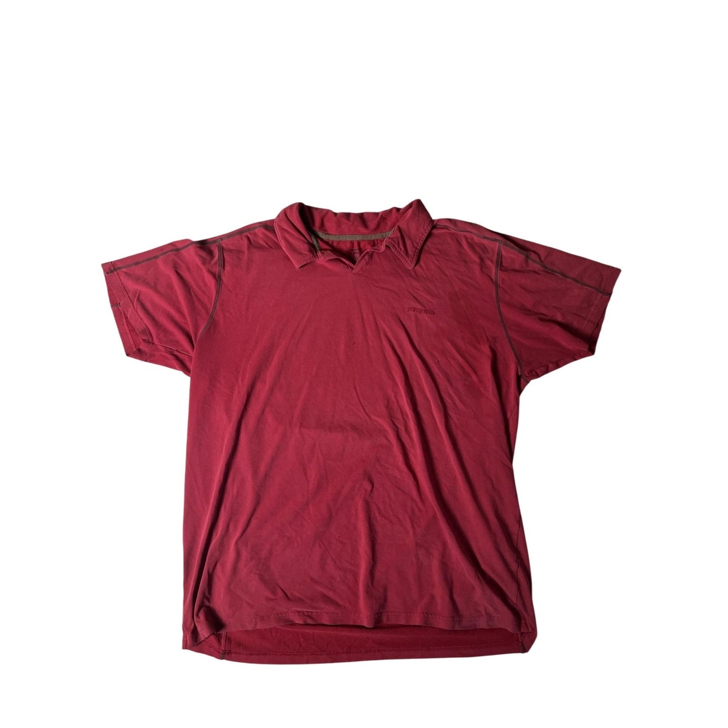 Patagonia Shirt Mens 2XL Red Cotton Collared Tagless Logo Basic Summer