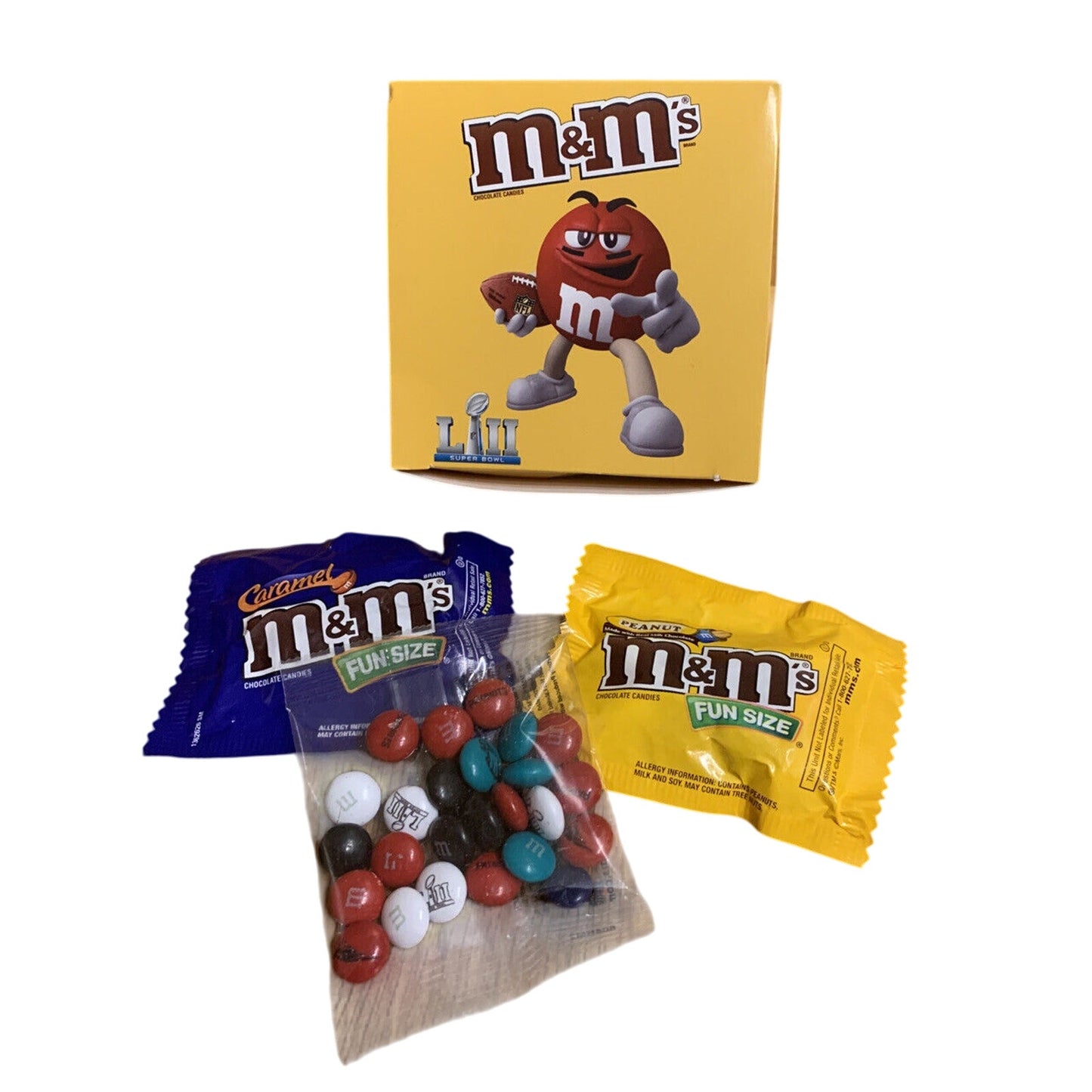 M&M Eagles vs Patriots Super Bowl LII 52 Box Candy Set