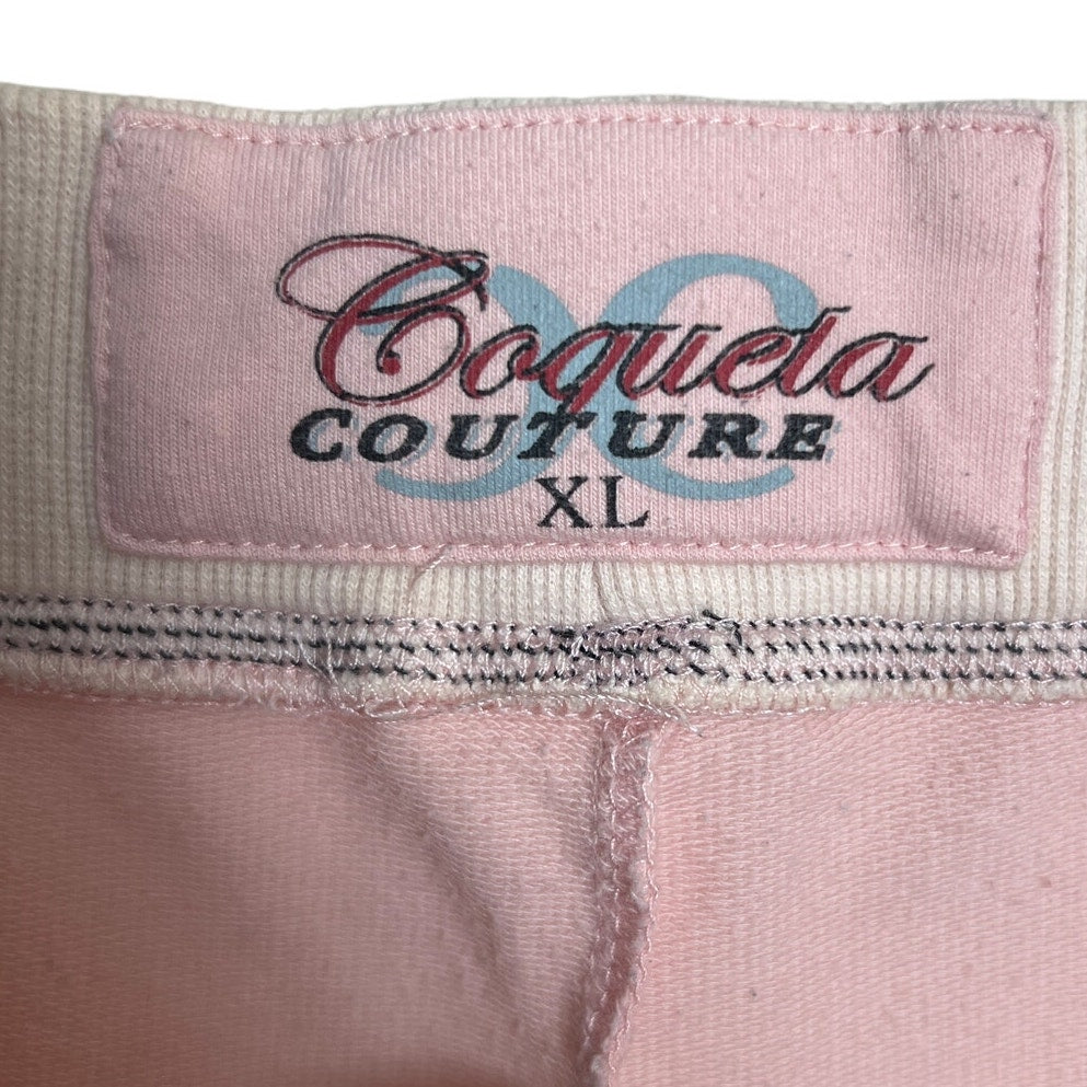 Coqueta Couture XL Pink Wide Flare Sweatpants Angel Wing