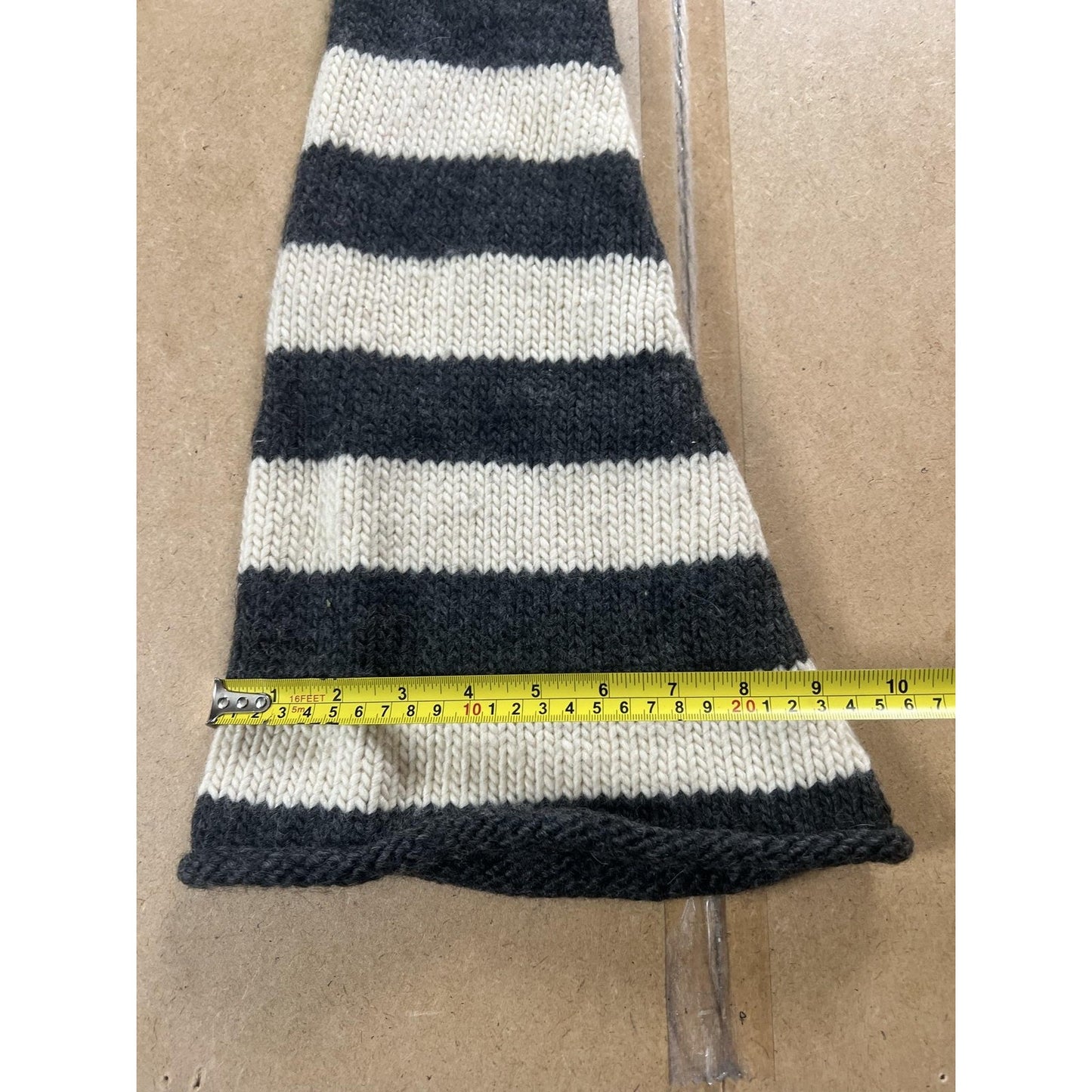 J.CREW Beanie Womens One Size Gray Cream Wool Striped Long Elf Hat Winter
