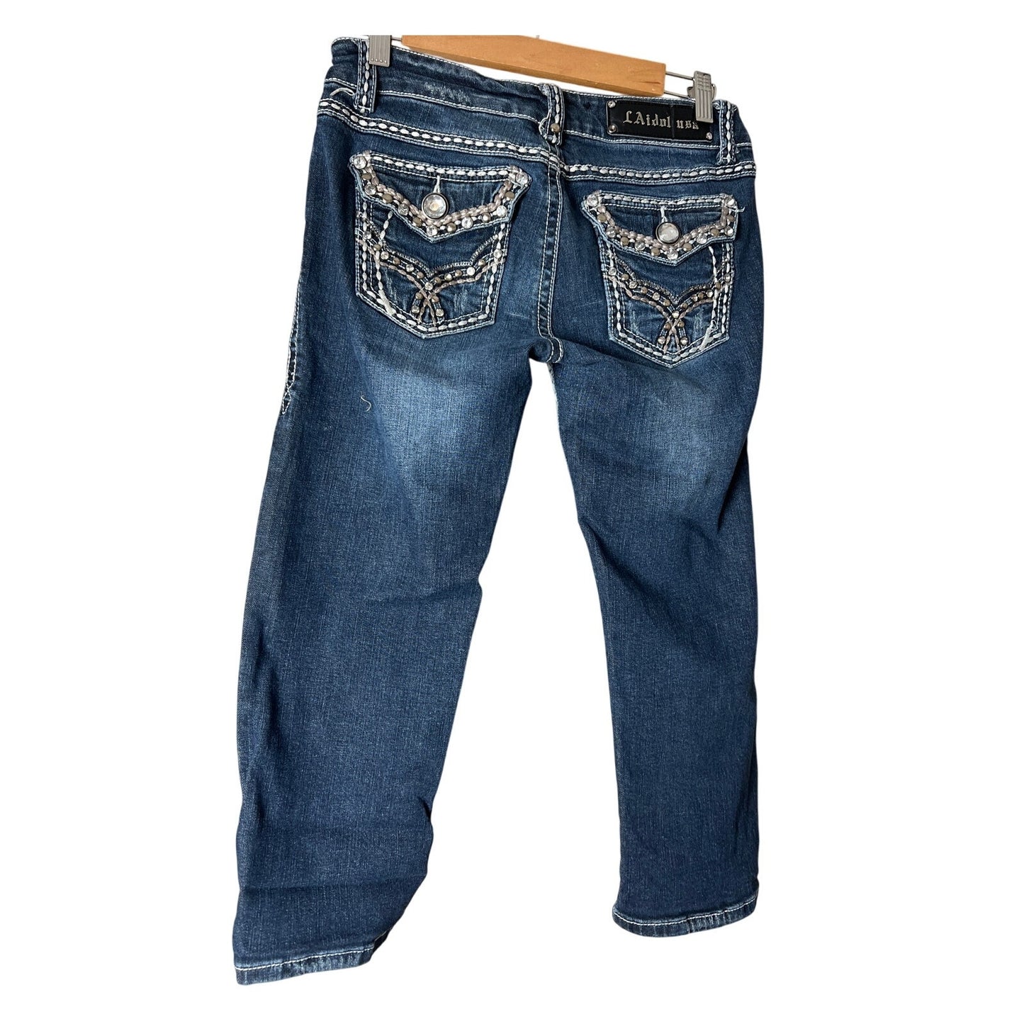 L.A. Idol USA Embellished Large Stitch Jeans Size 7 Women's