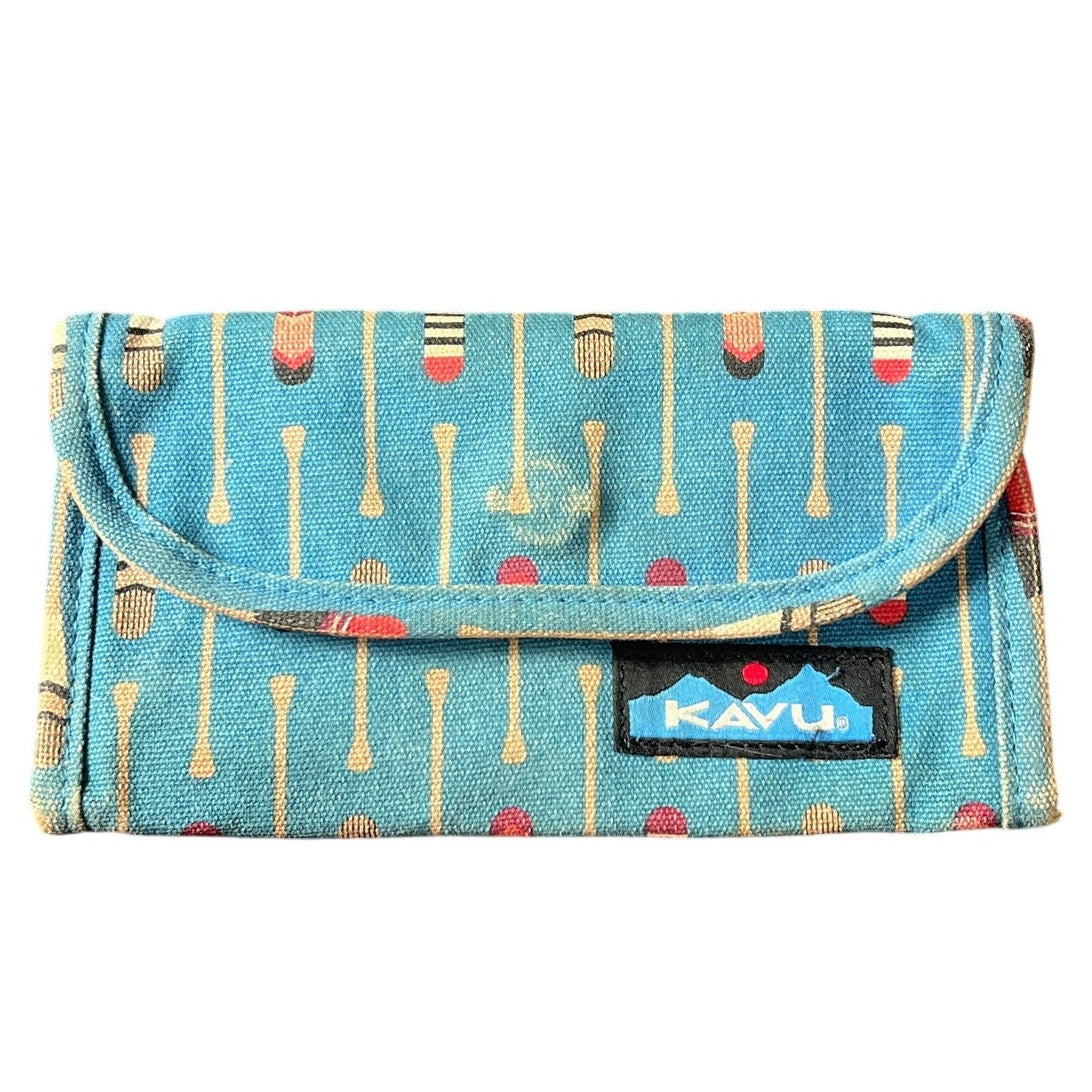Kavu Small Handheld Women Wallet Blue Pedal Red Interior