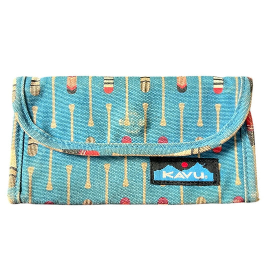 Kavu Small Handheld Women Wallet Blue Pedal Red Interior